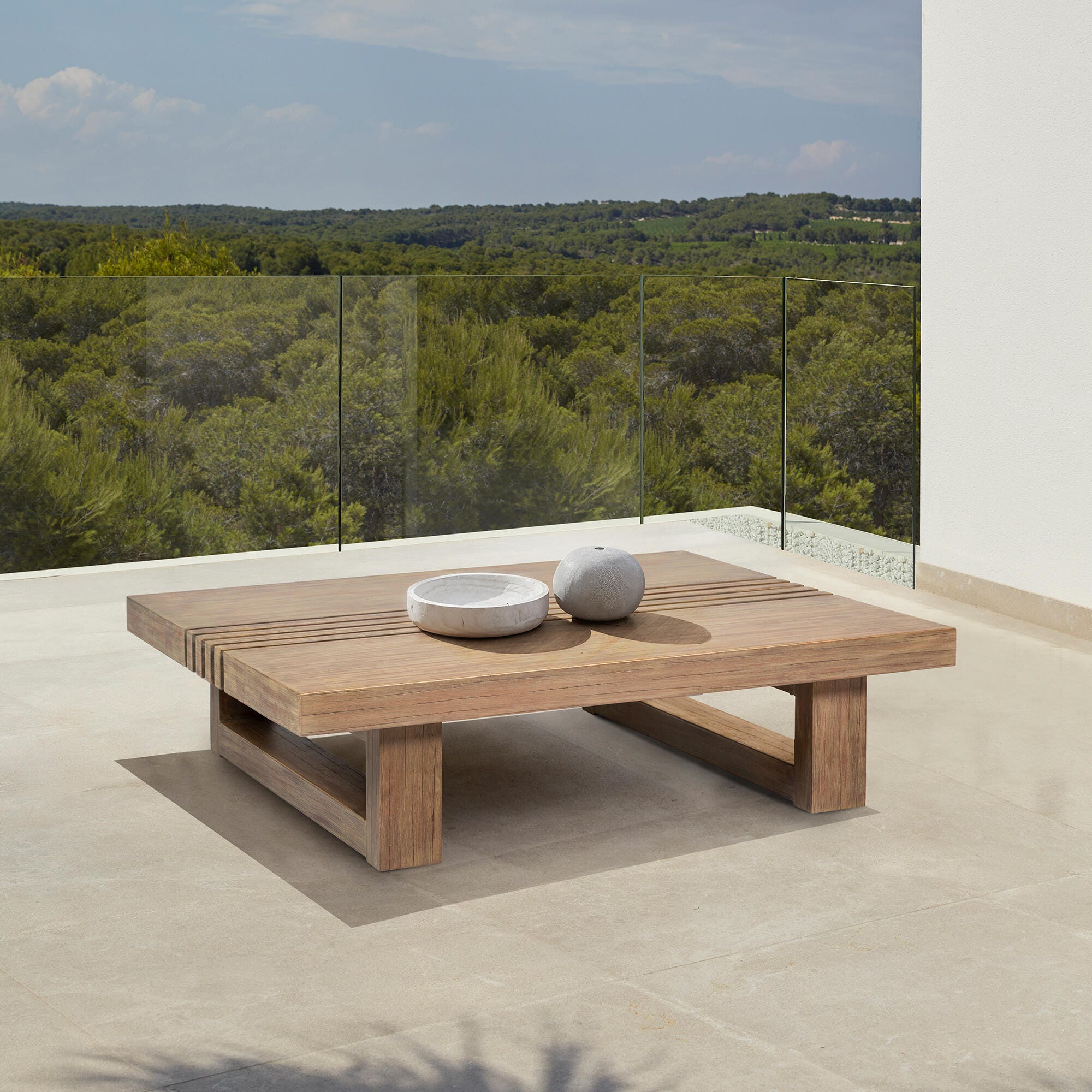 Vivid Outdoor Patio Coffee Table, Brown, large