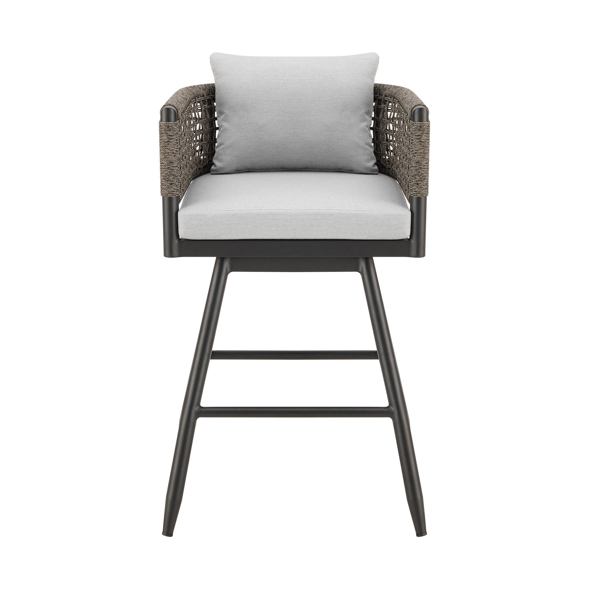 Alegria Outdoor Patio Swivel Bar Stool, Light Gray, large