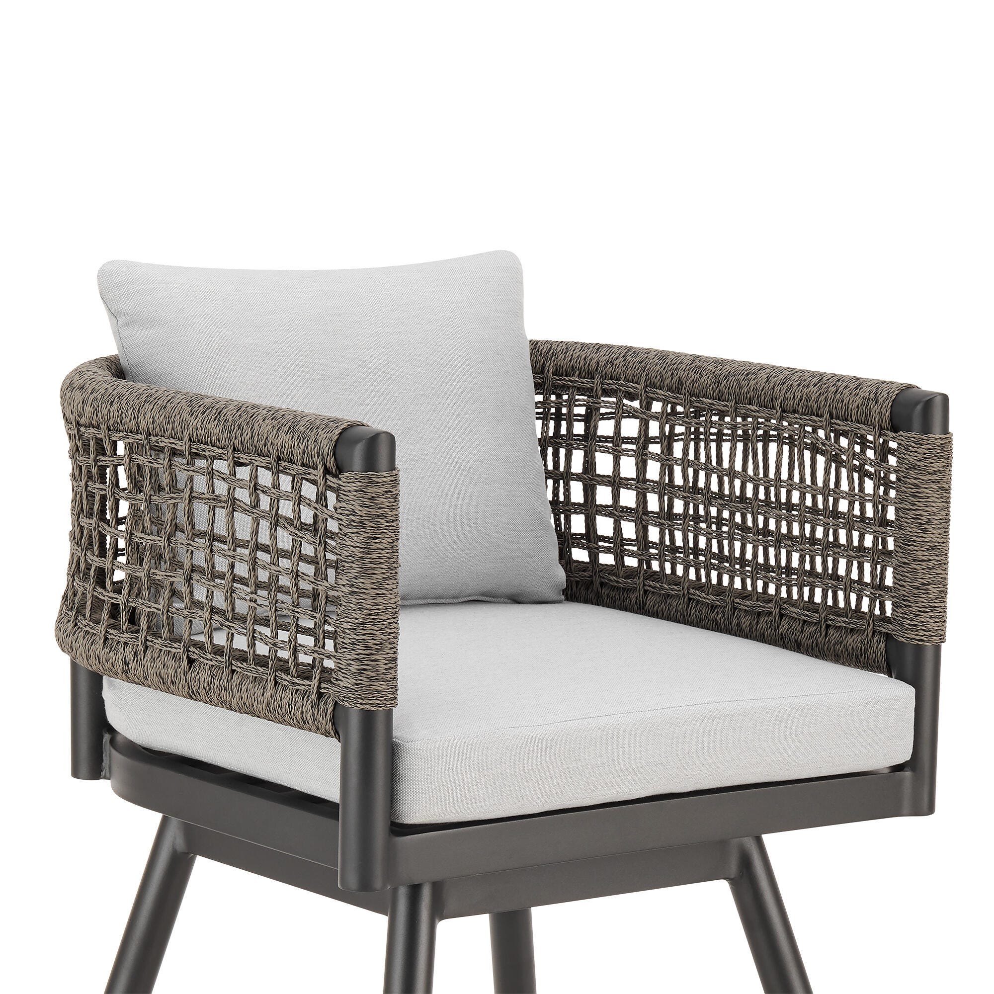 Alegria Outdoor Patio Swivel Bar Stool, Light Gray, large