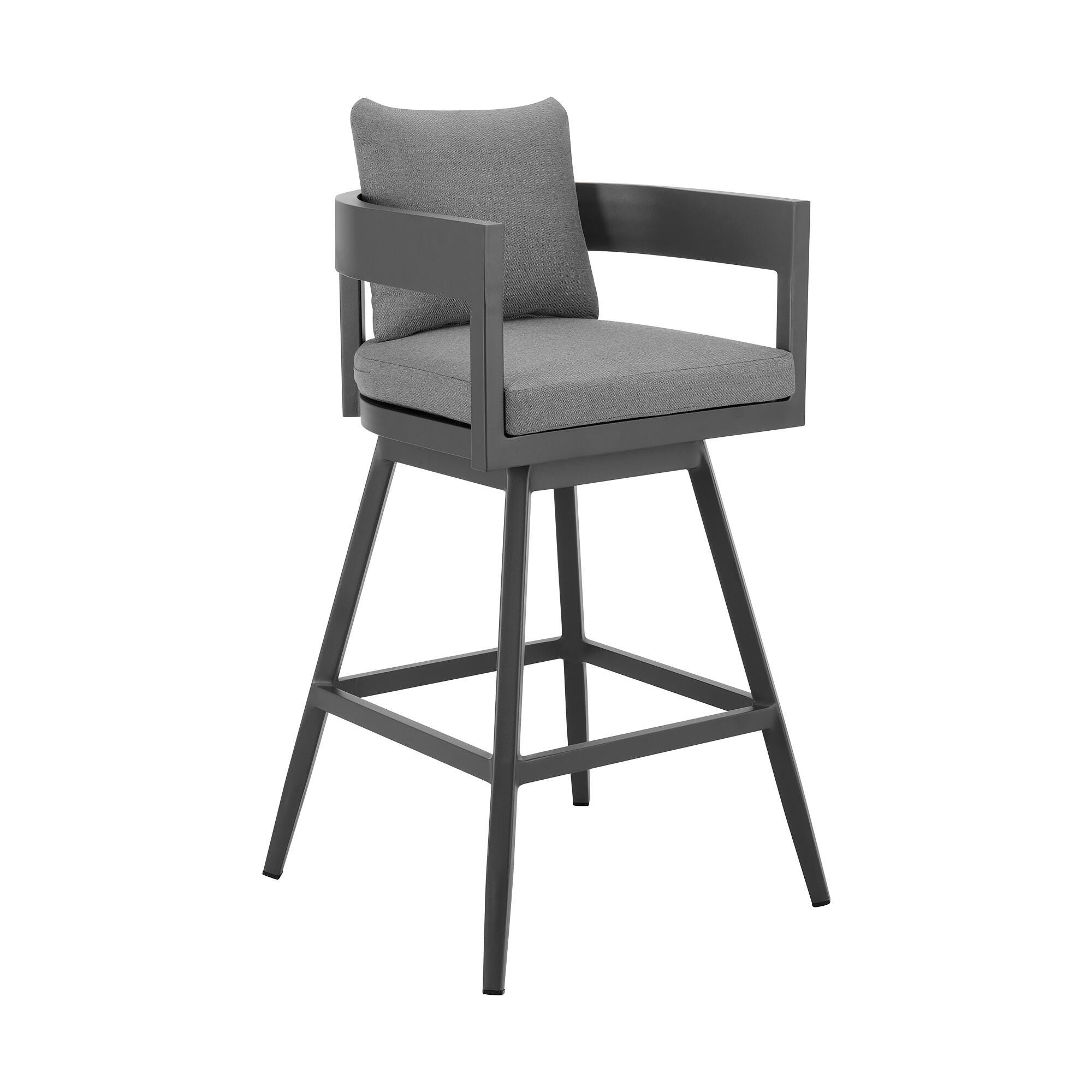 Menorca Outdoor Patio Swivel Bar Stool, Dark Gray, large