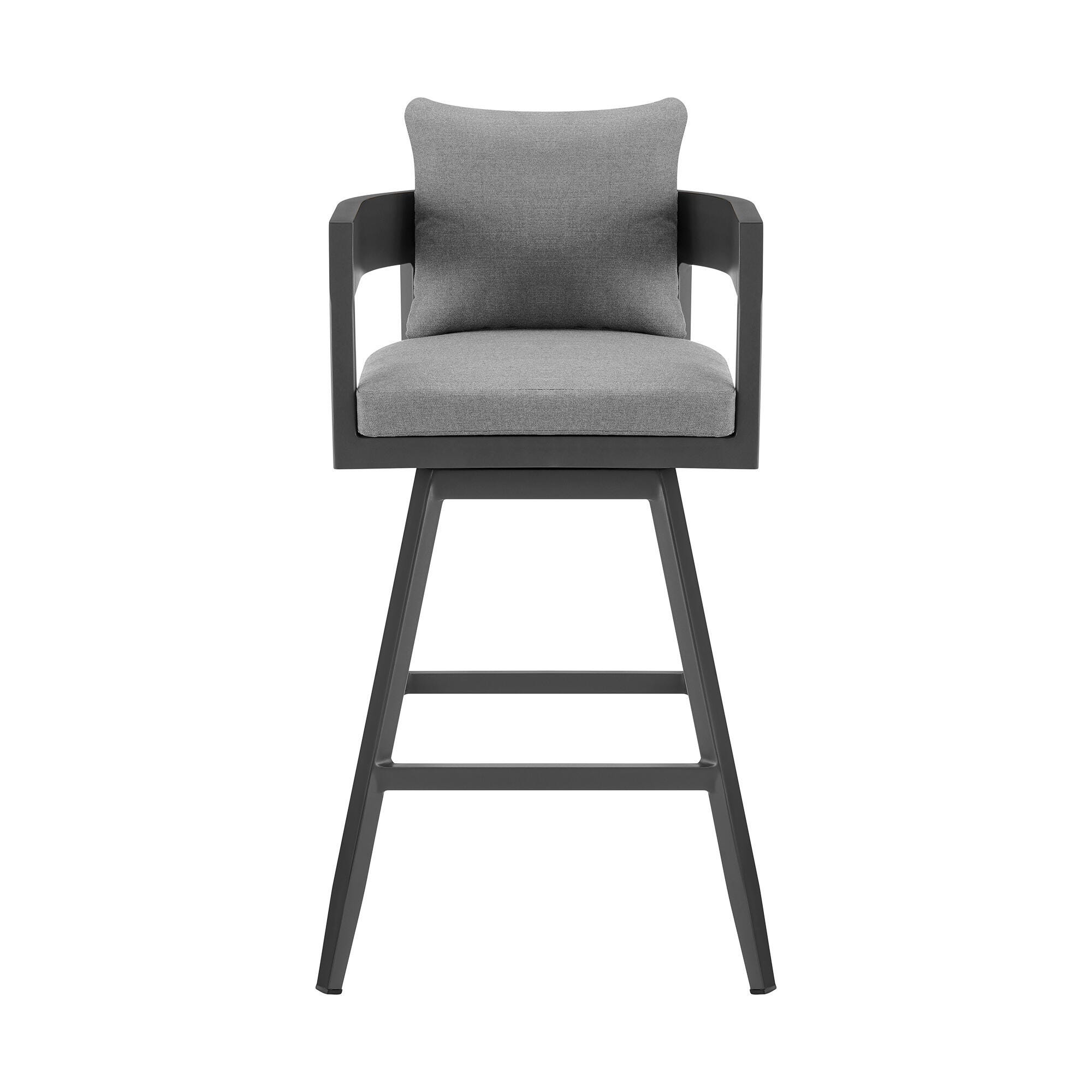 Menorca Outdoor Patio Swivel Bar Stool, Dark Gray, large