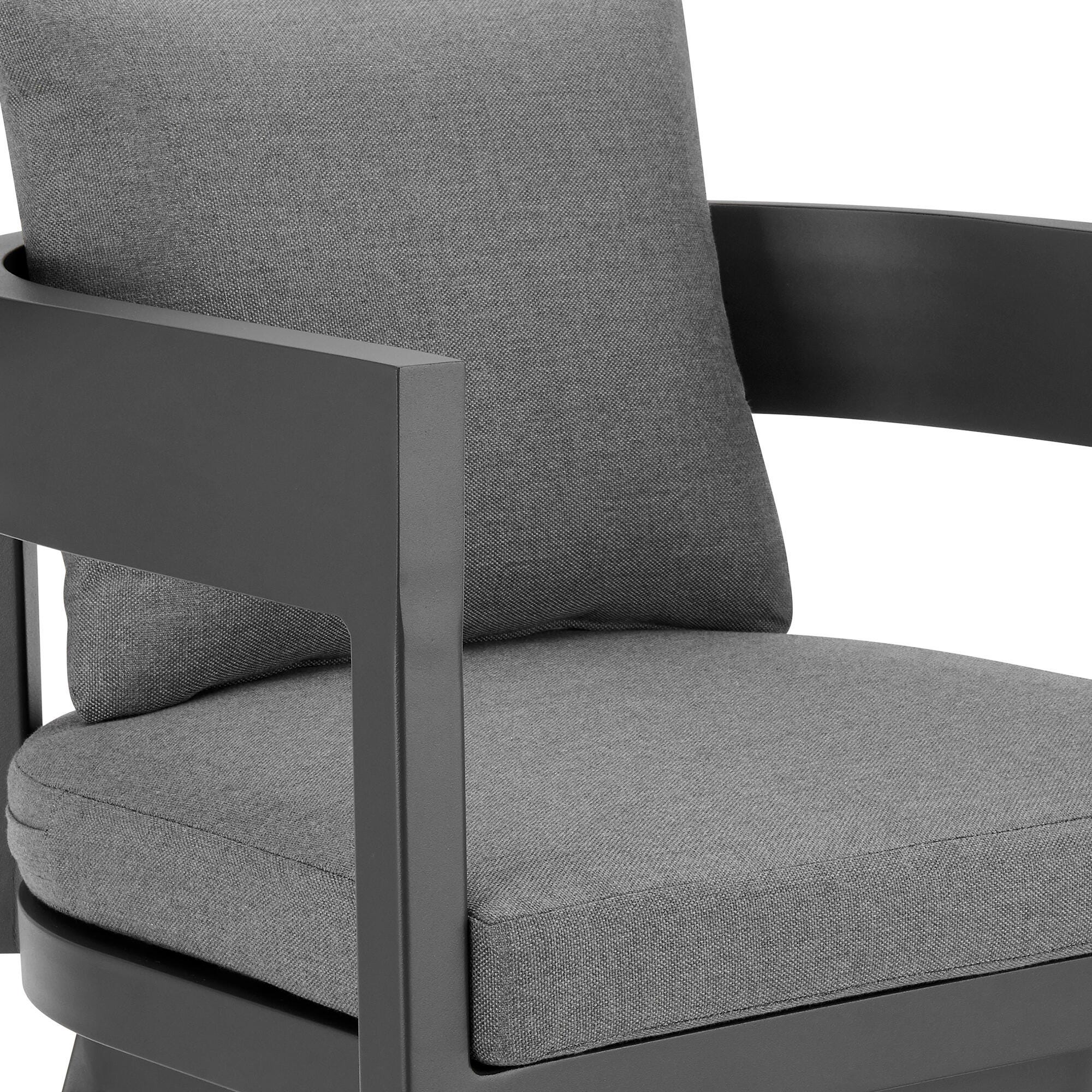 Menorca Outdoor Patio Swivel Bar Stool, Dark Gray, large
