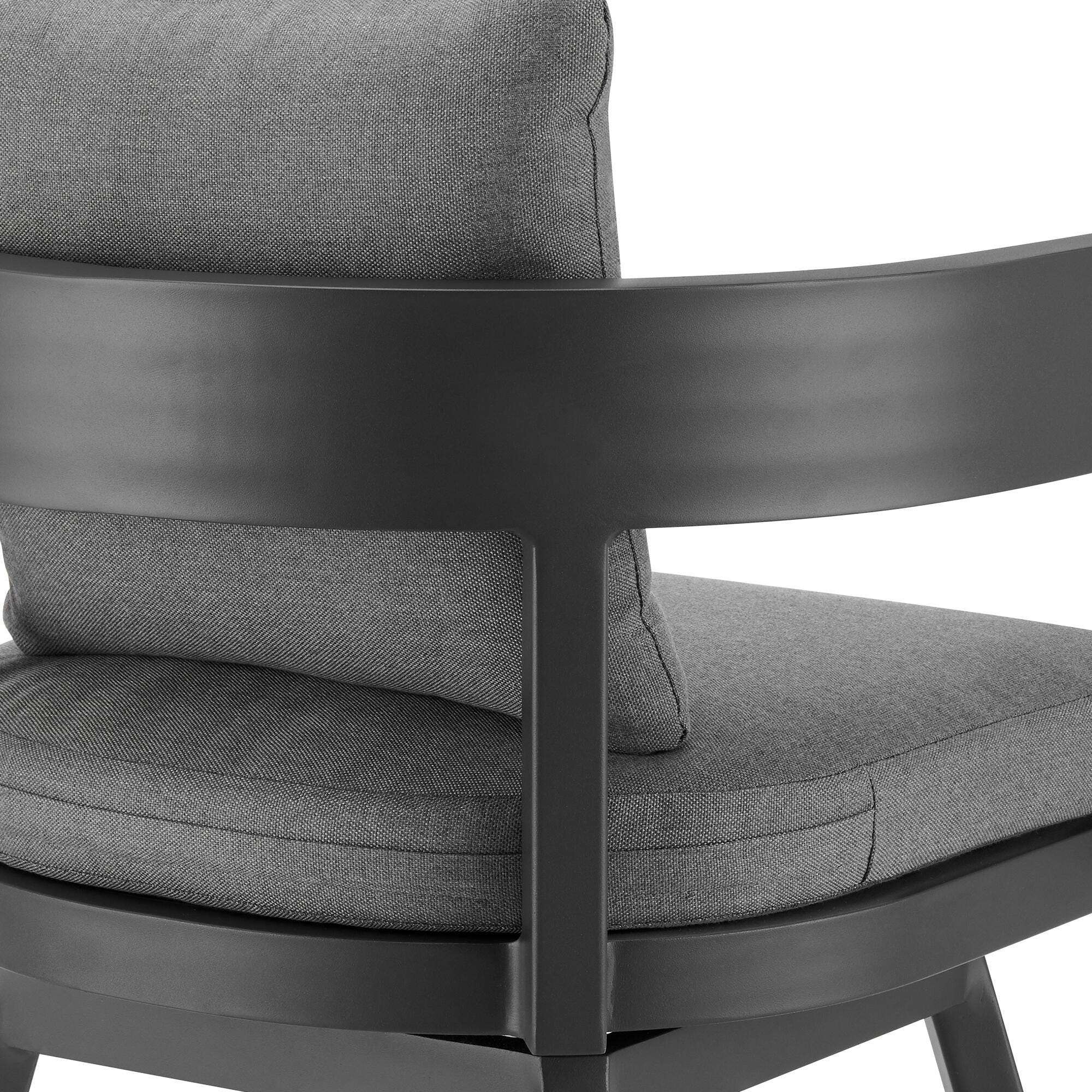 Menorca Outdoor Patio Swivel Bar Stool, Dark Gray, large
