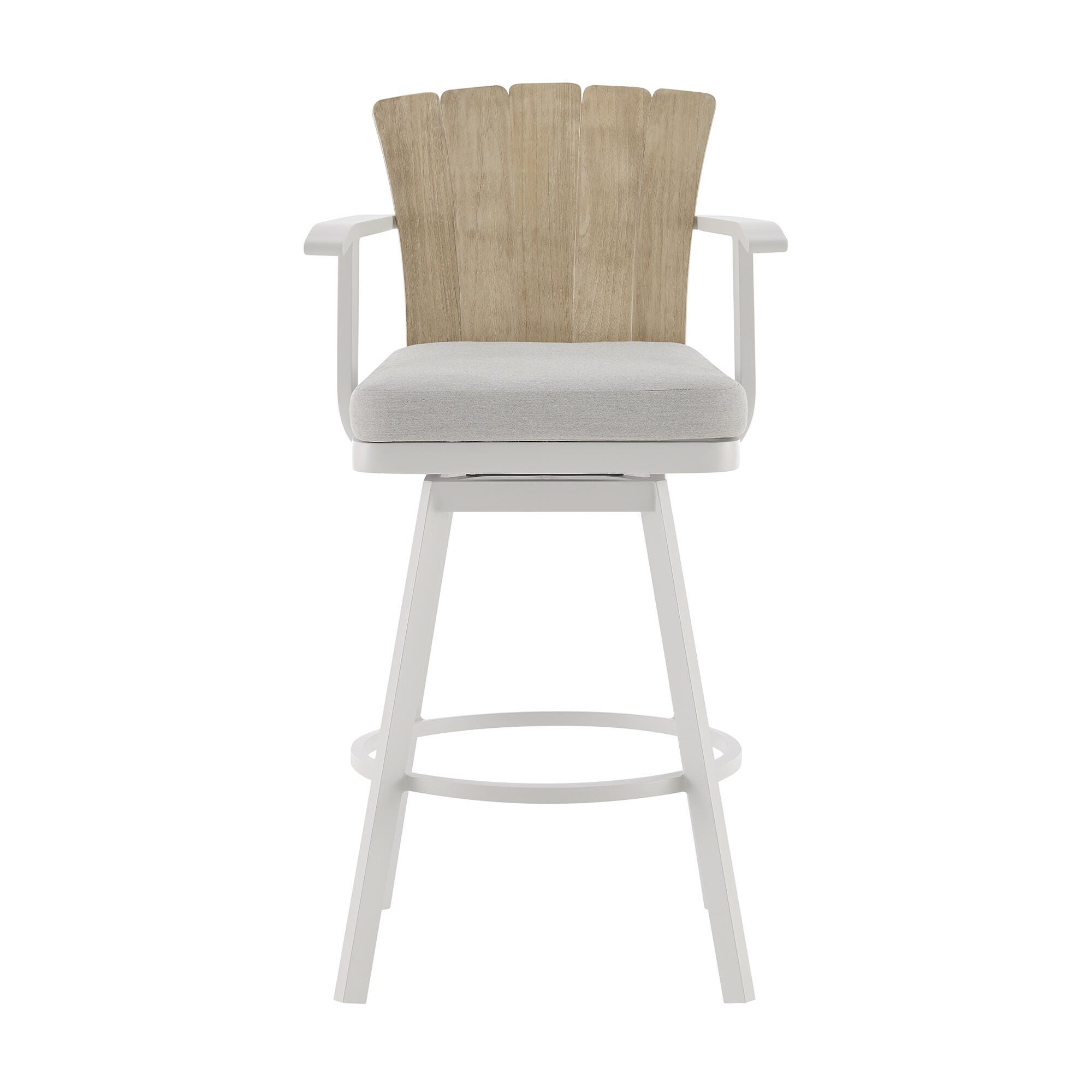 Hazel Outdoor Patio Swivel Counter Stool, Argent Gray, large