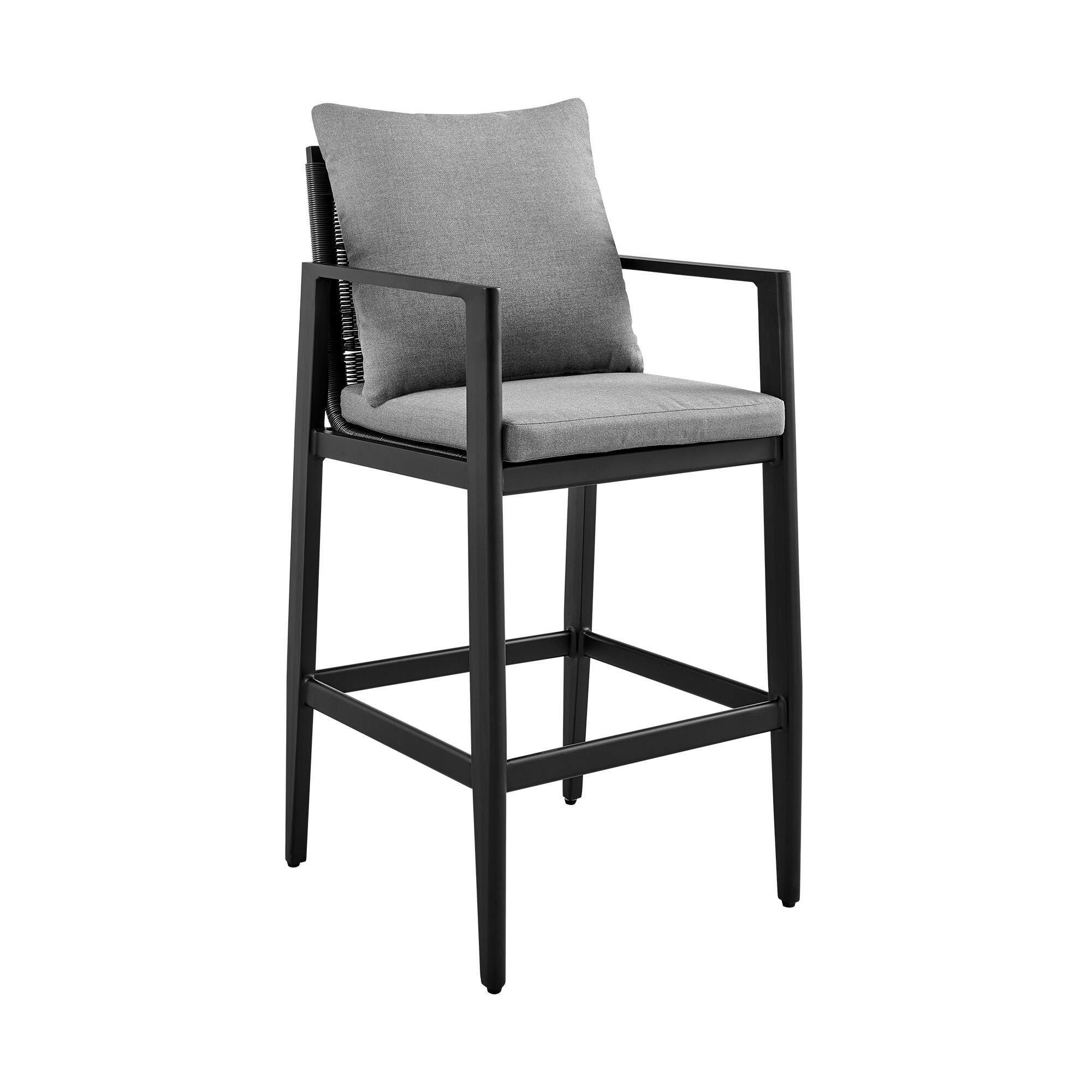 Cayman Outdoor Patio Bar Stool, Dark Gray, large
