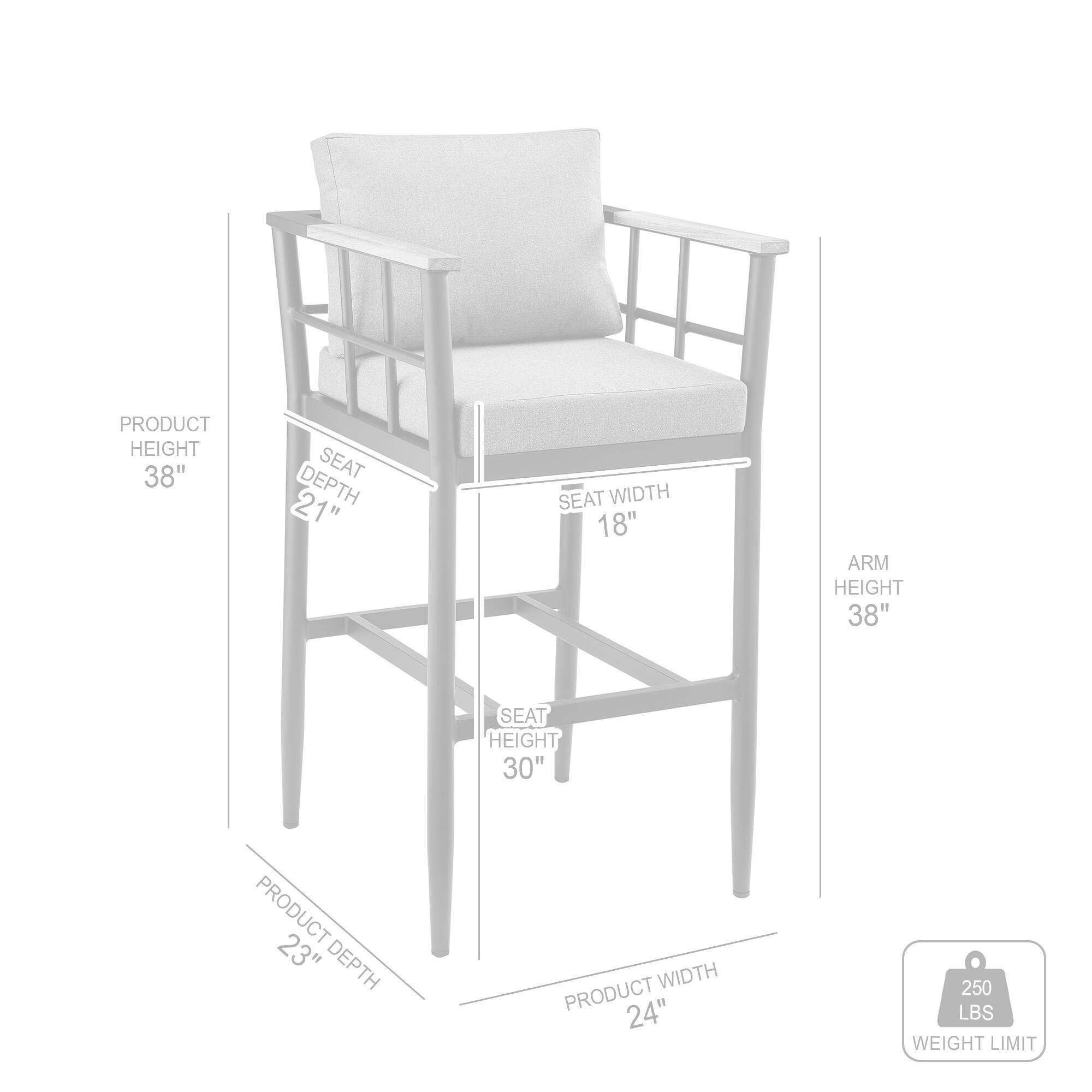 Orlando Outdoor Patio Bar Stool, Dark Gray, large