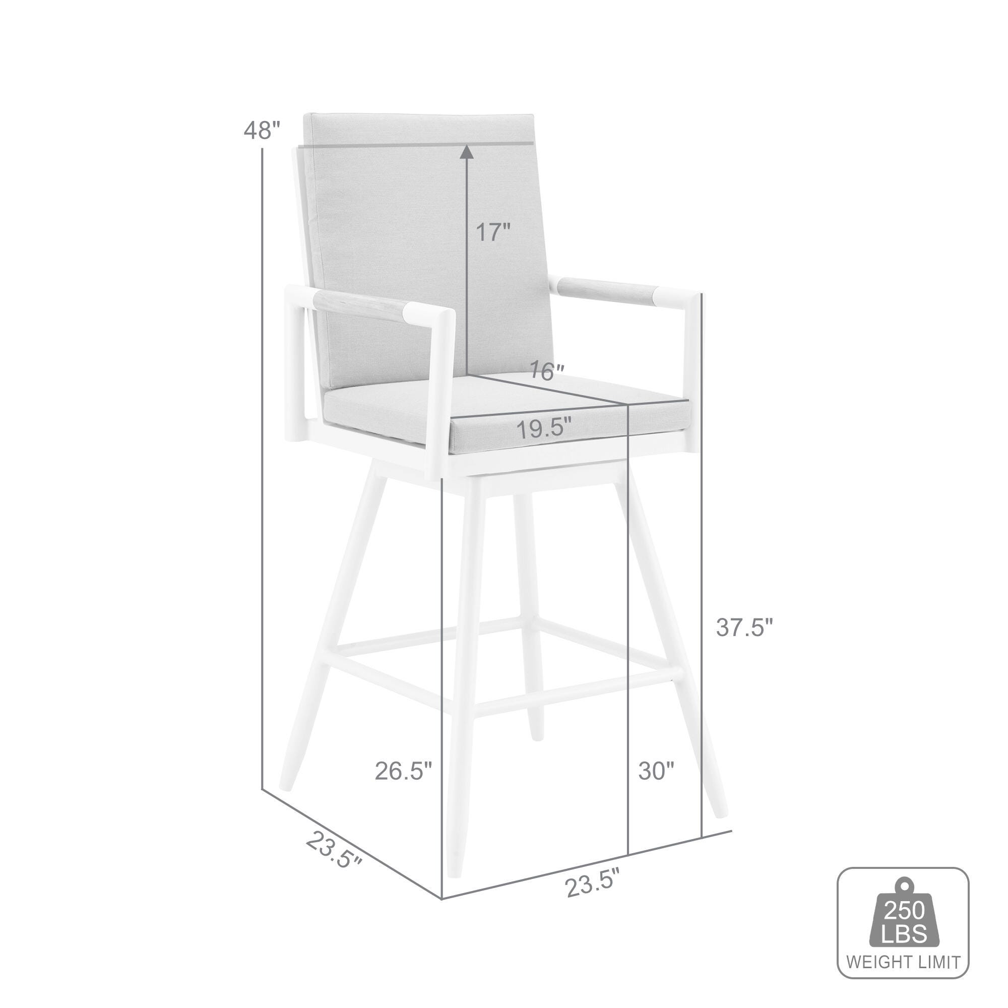 Crown Outdoor Patio Swivel Bar Stool, Light Gray, large