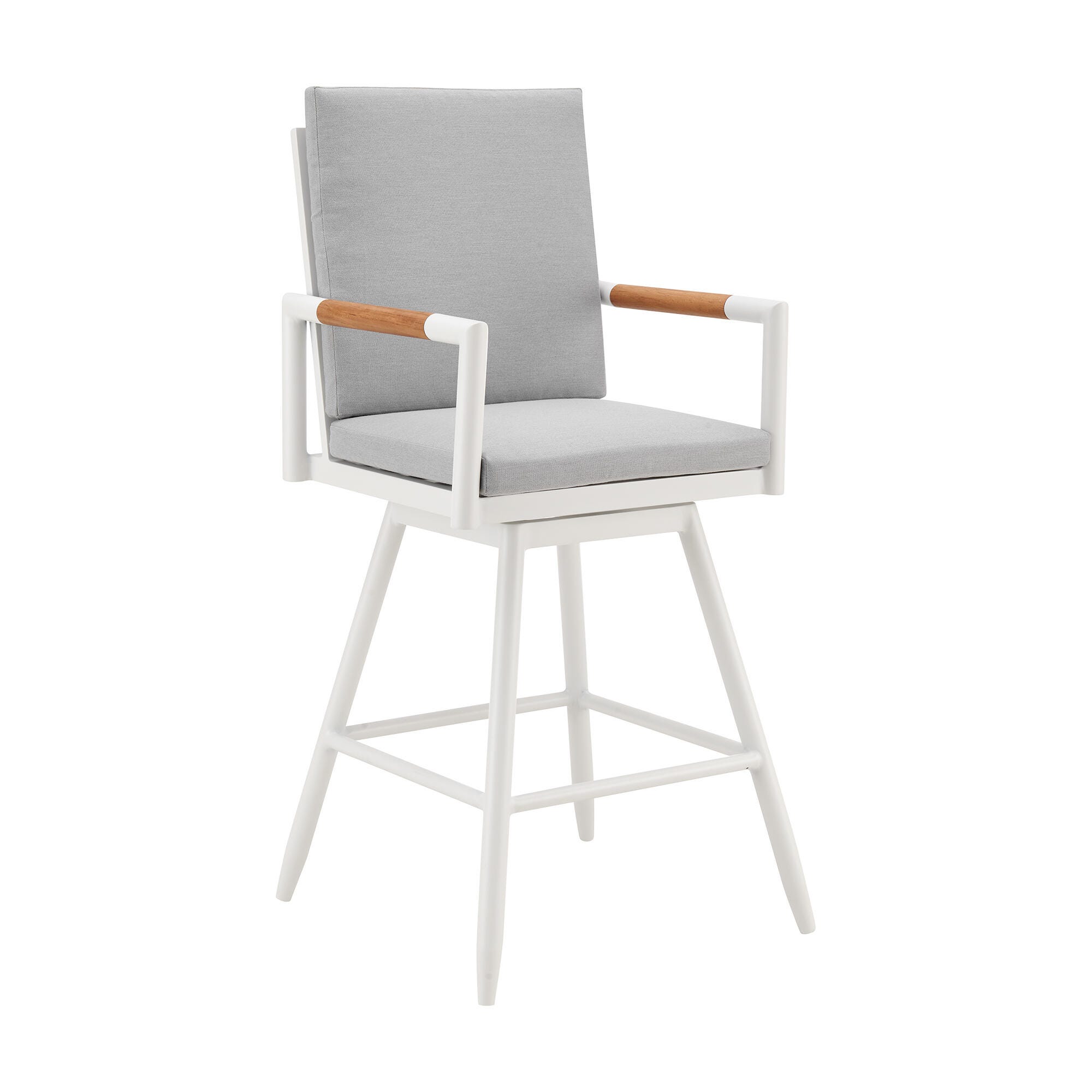 Crown Outdoor Patio Swivel Bar Stool, Light Gray, large