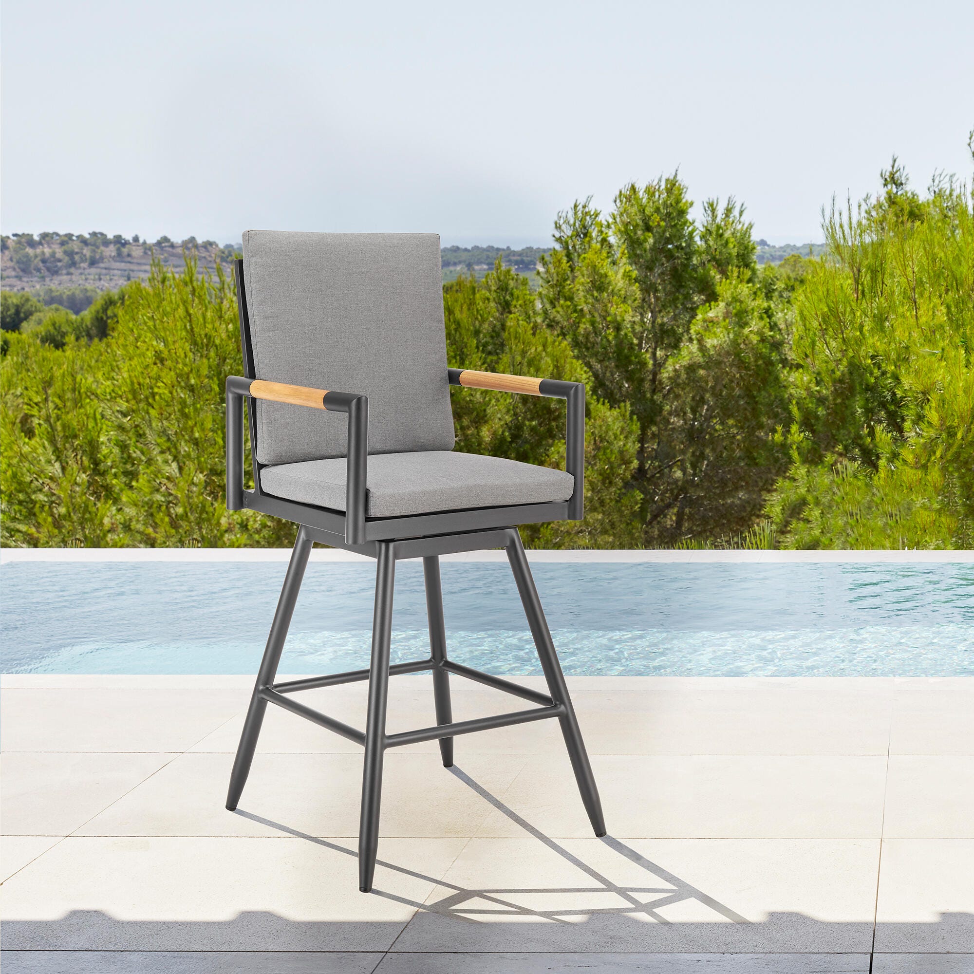 Crown Outdoor Patio Swivel Counter Stool, Dark Gray, large
