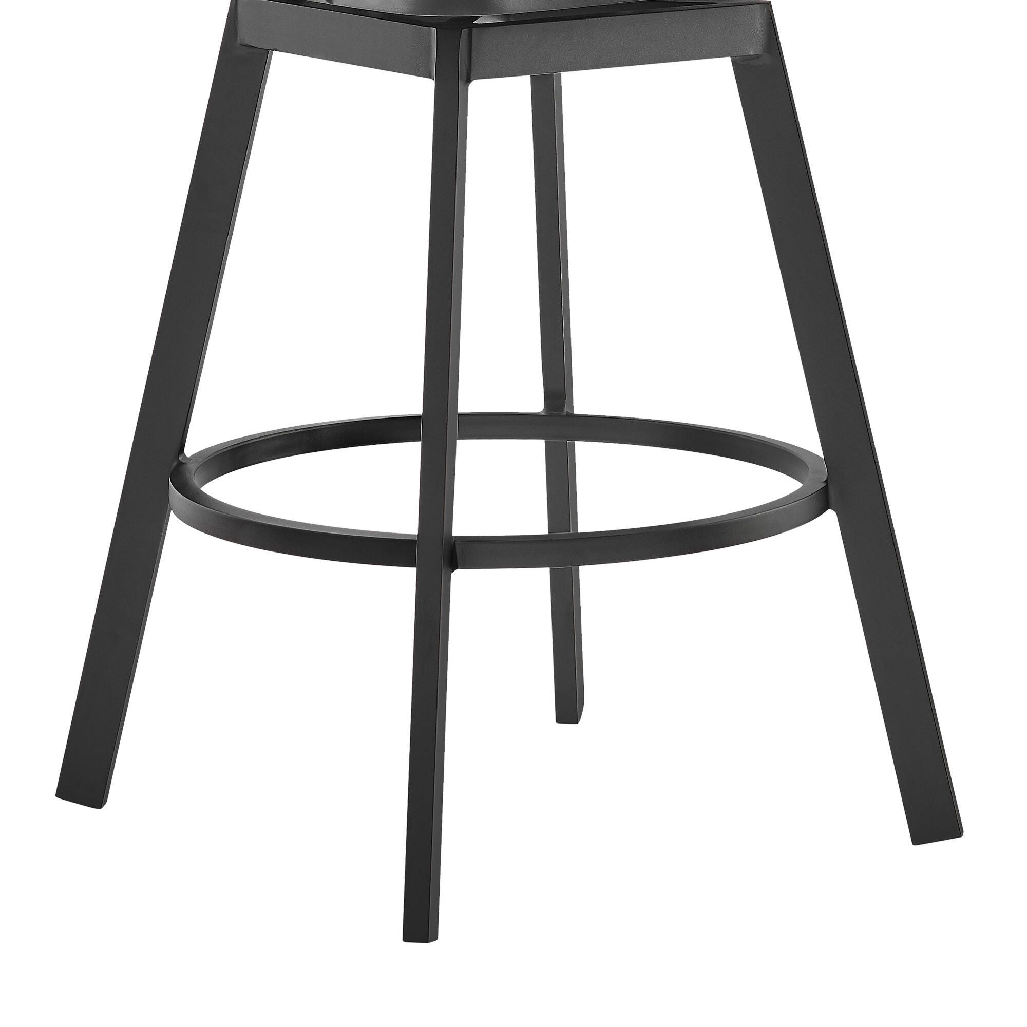 Hazel Outdoor Patio Swivel Bar Stool, Charcoal, large