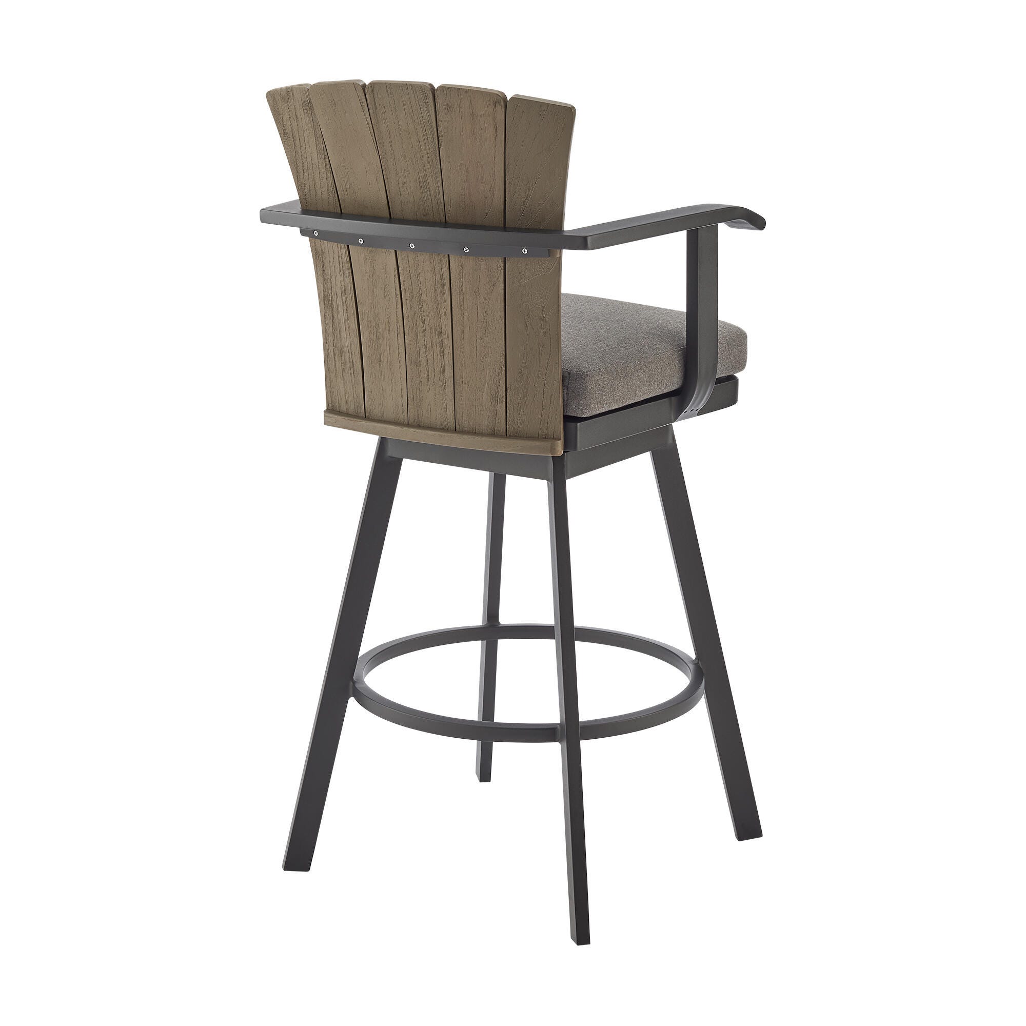 Hazel Outdoor Patio Swivel Bar Stool, Charcoal, large