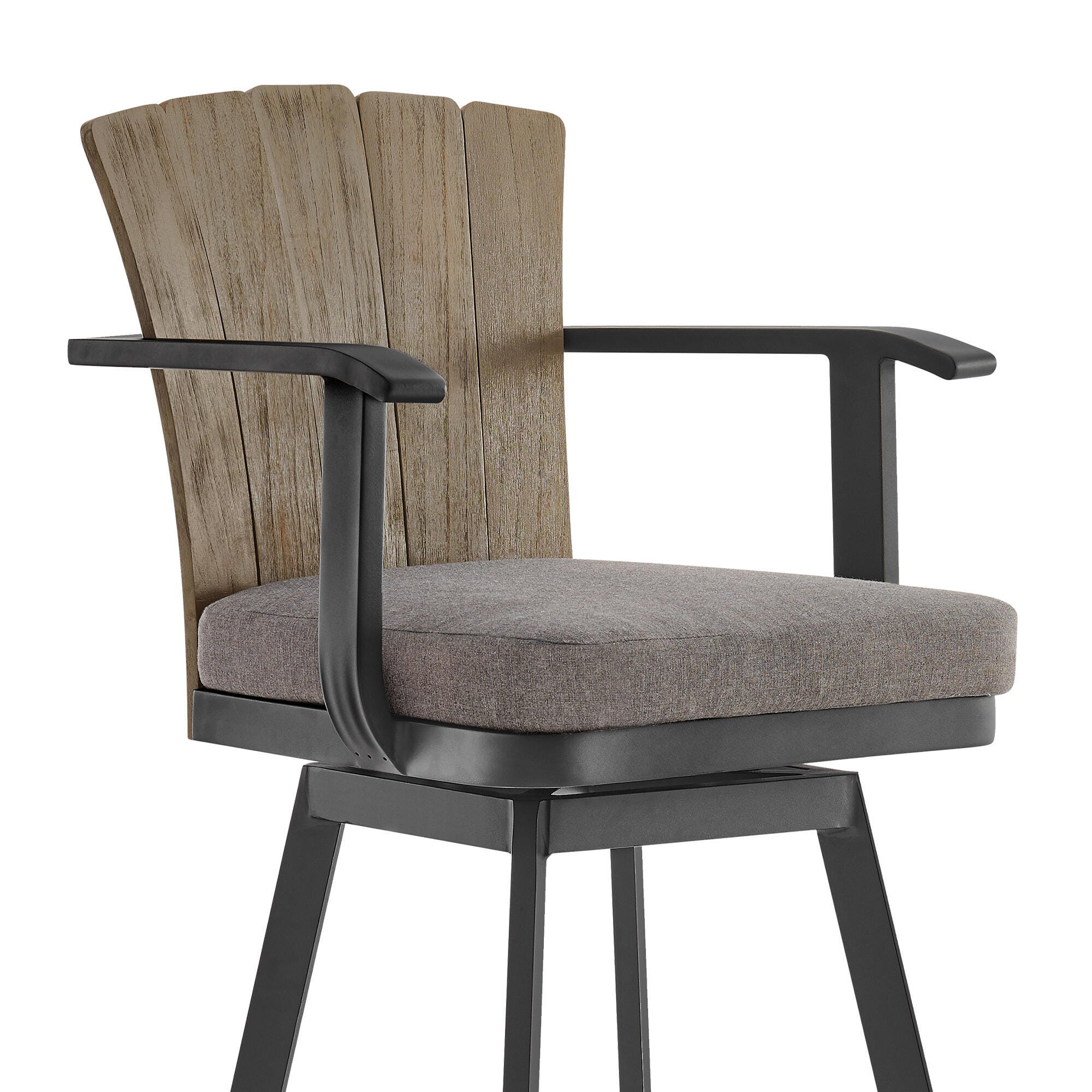 Hazel Outdoor Patio Swivel Bar Stool, Charcoal, large