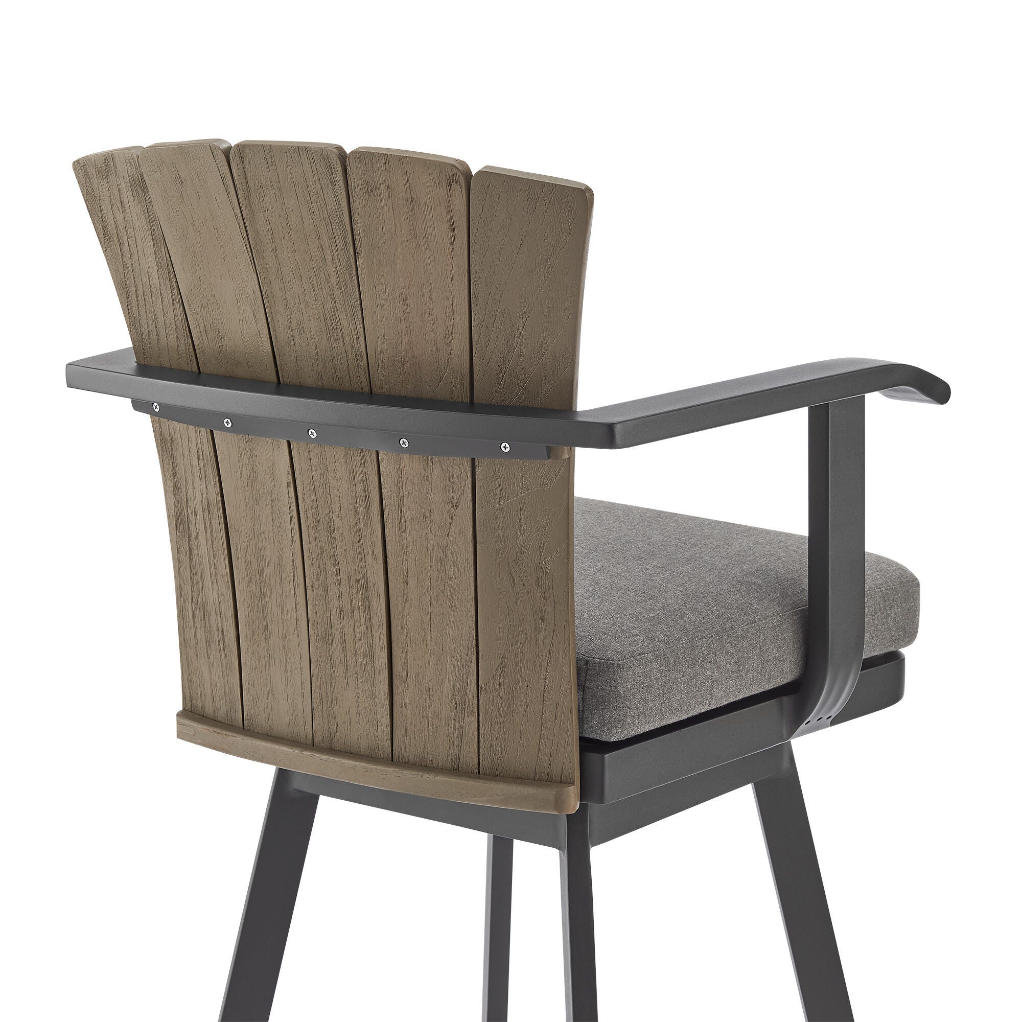 Hazel Outdoor Patio Swivel Bar Stool, Charcoal, large