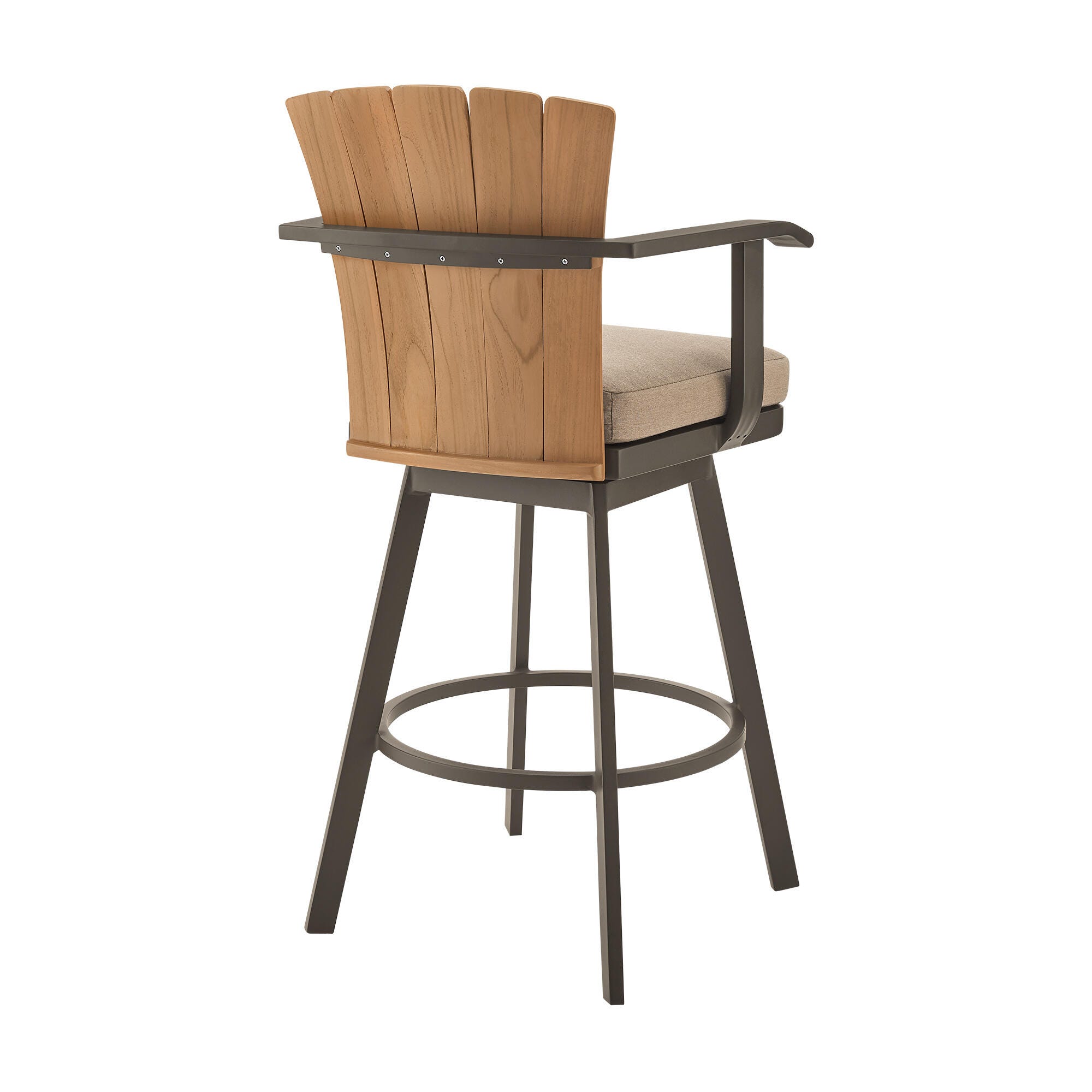Hazel Outdoor Patio Swivel Bar Stool, Brown, large