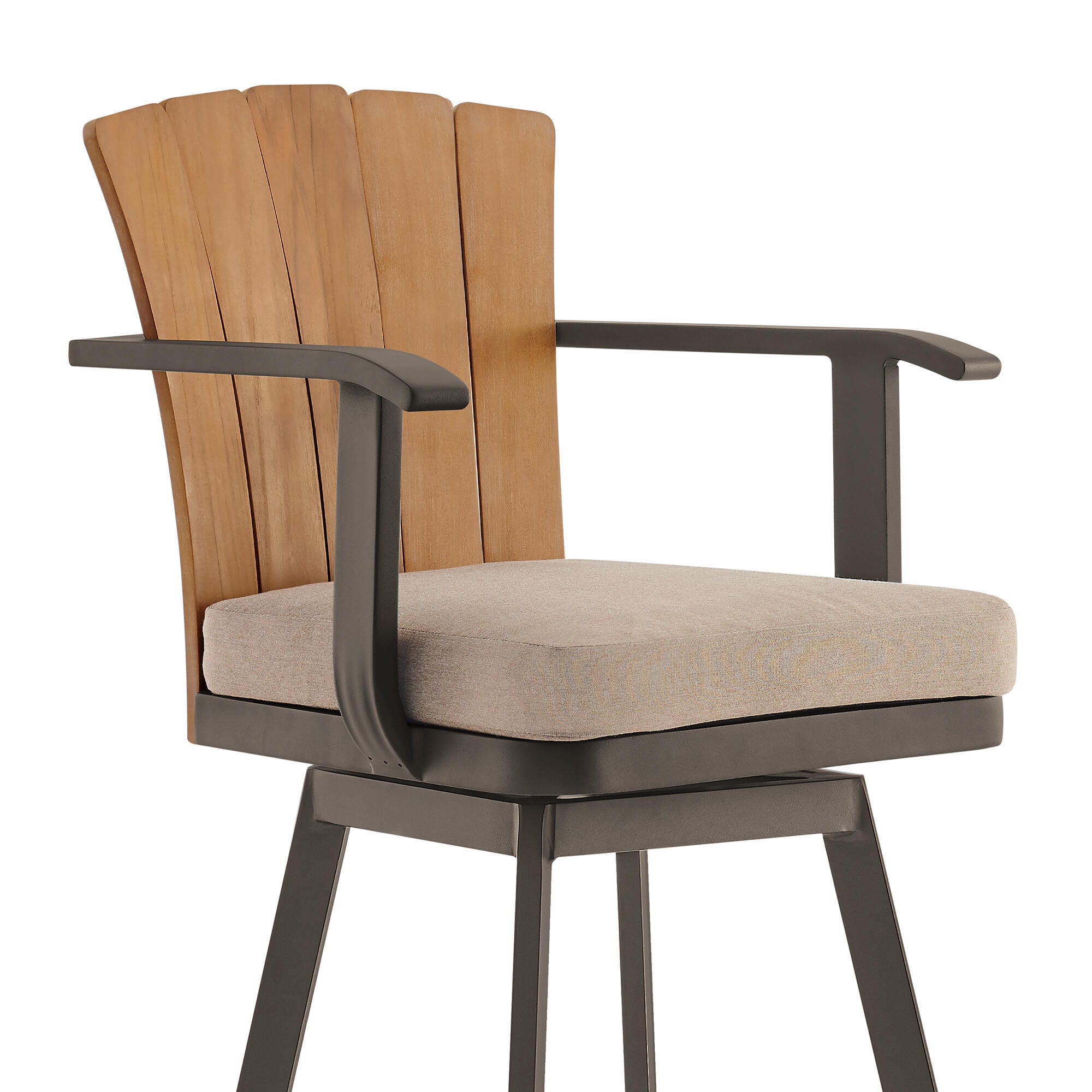 Hazel Outdoor Patio Swivel Bar Stool, Brown, large