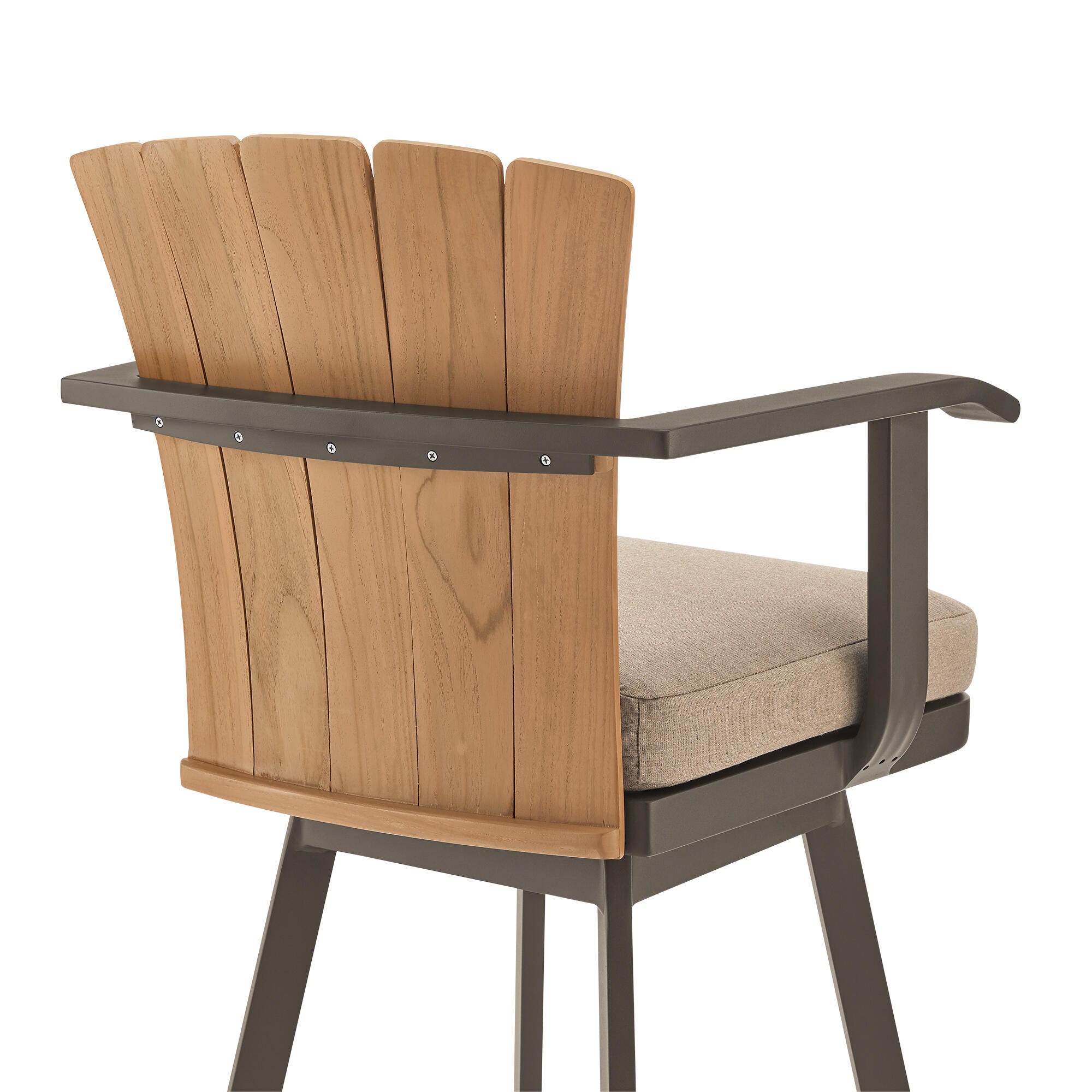 Hazel Outdoor Patio Swivel Bar Stool, Brown, large