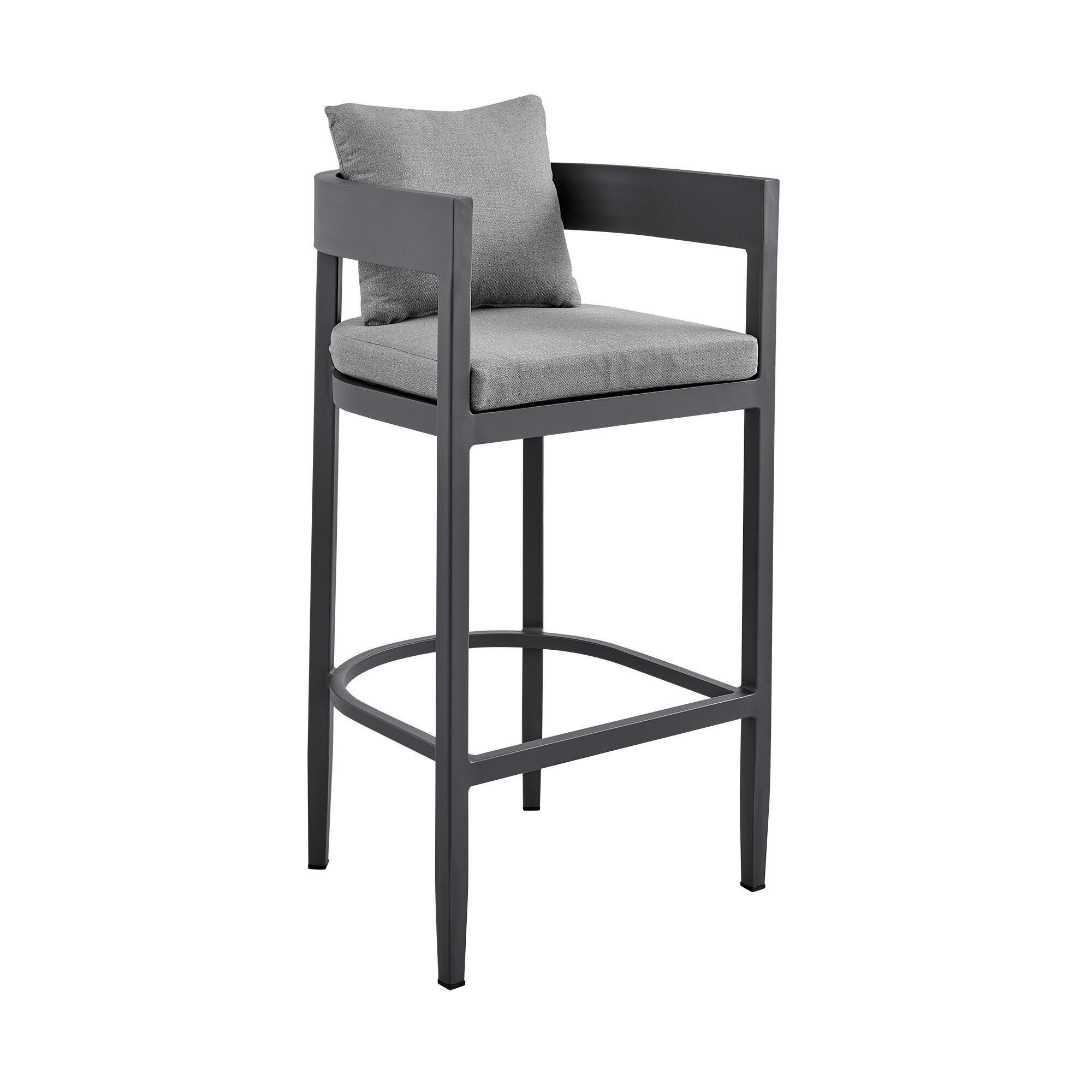 Menorca Outdoor Patio Bar Stool, Dark Gray, large
