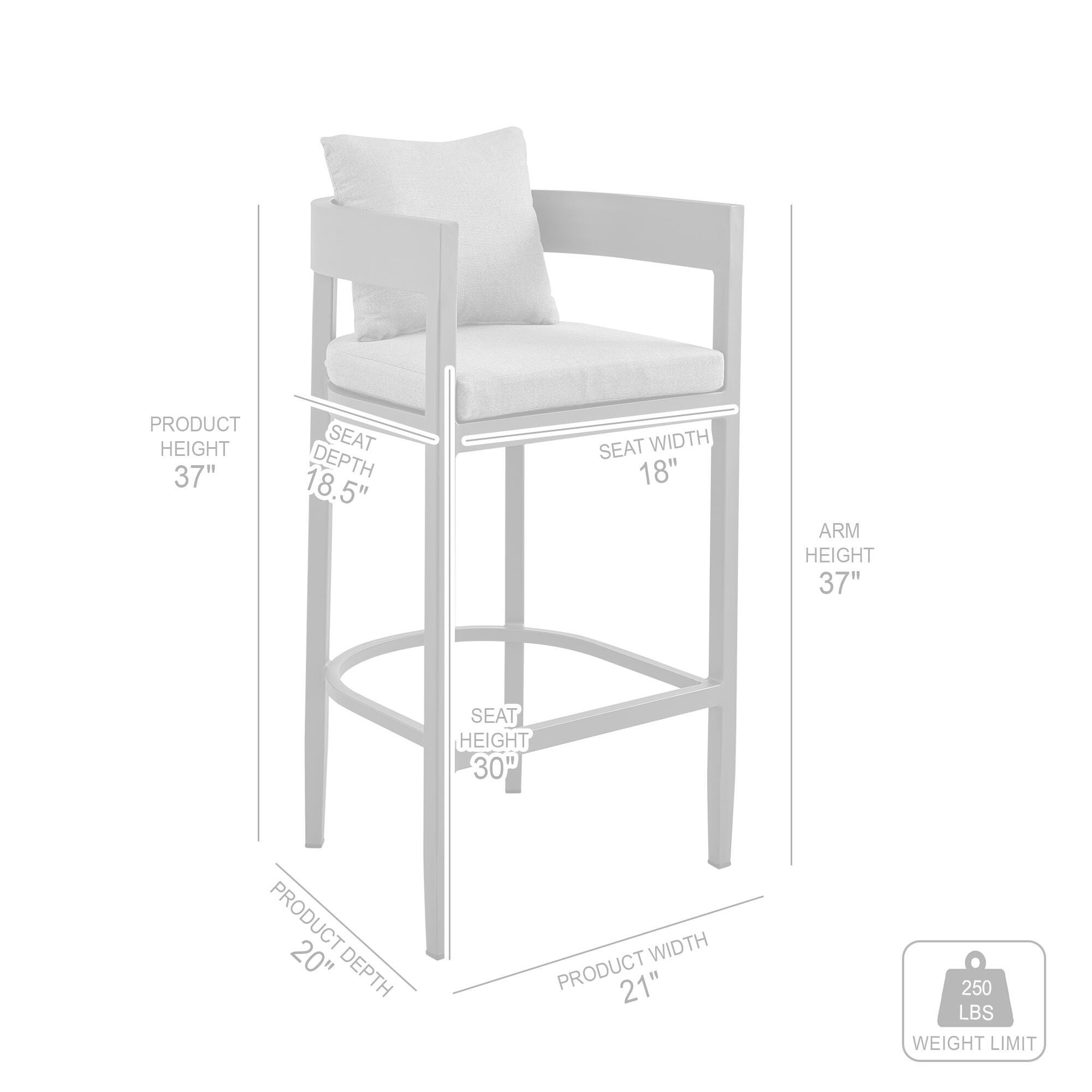 Menorca Outdoor Patio Bar Stool, Dark Gray, large