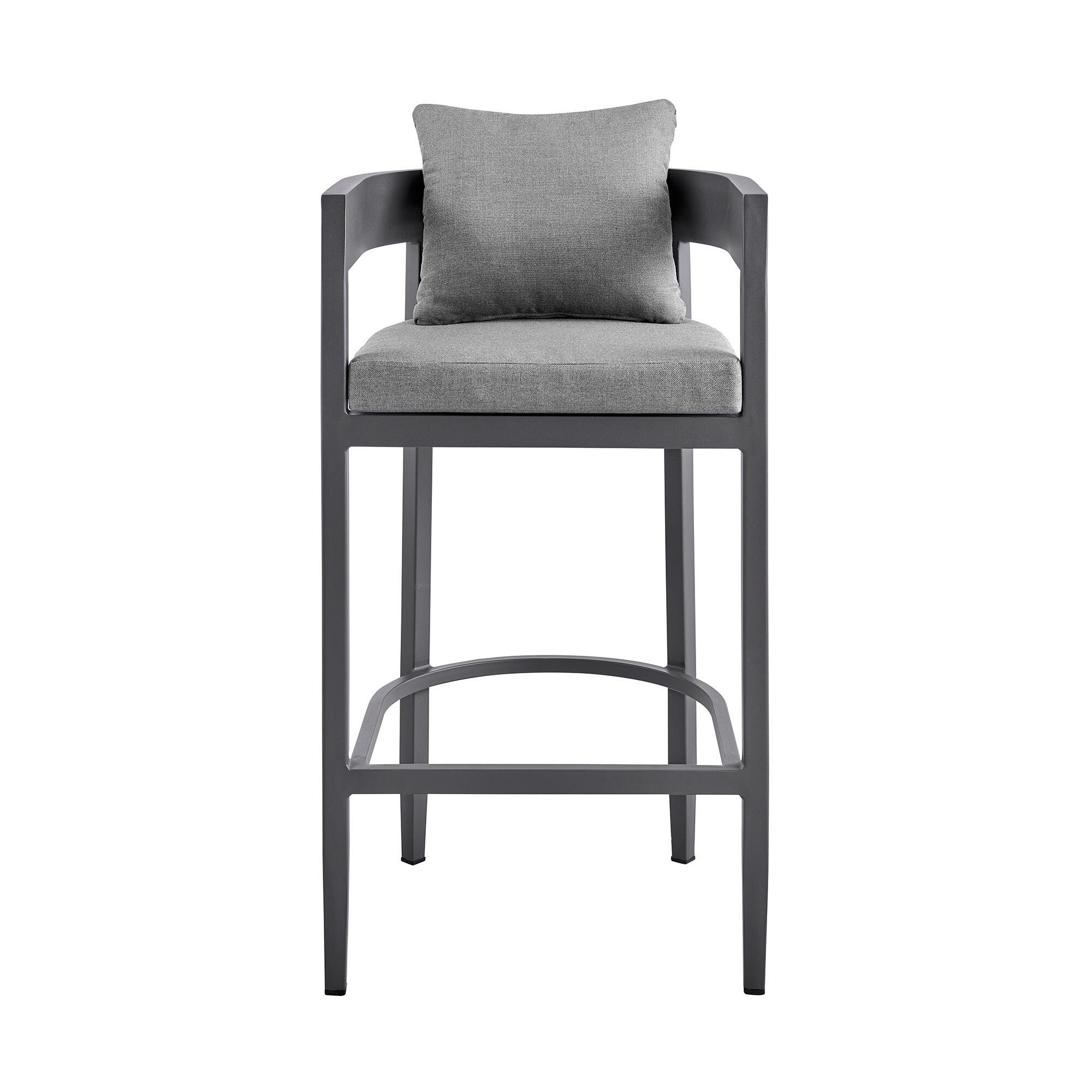 Menorca Outdoor Patio Bar Stool, Dark Gray, large