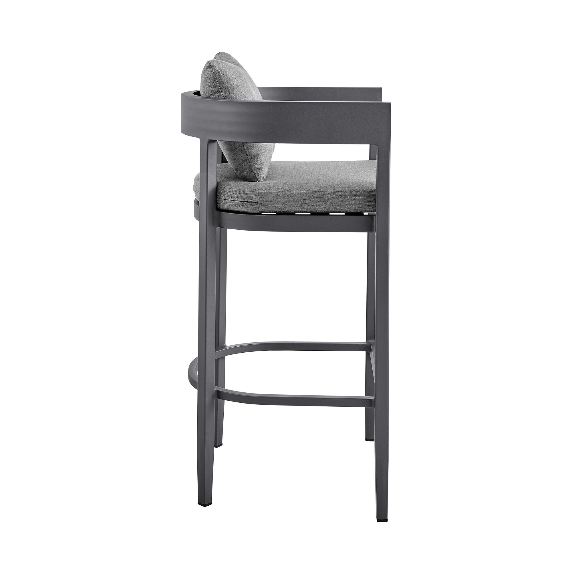 Menorca Outdoor Patio Bar Stool, Dark Gray, large