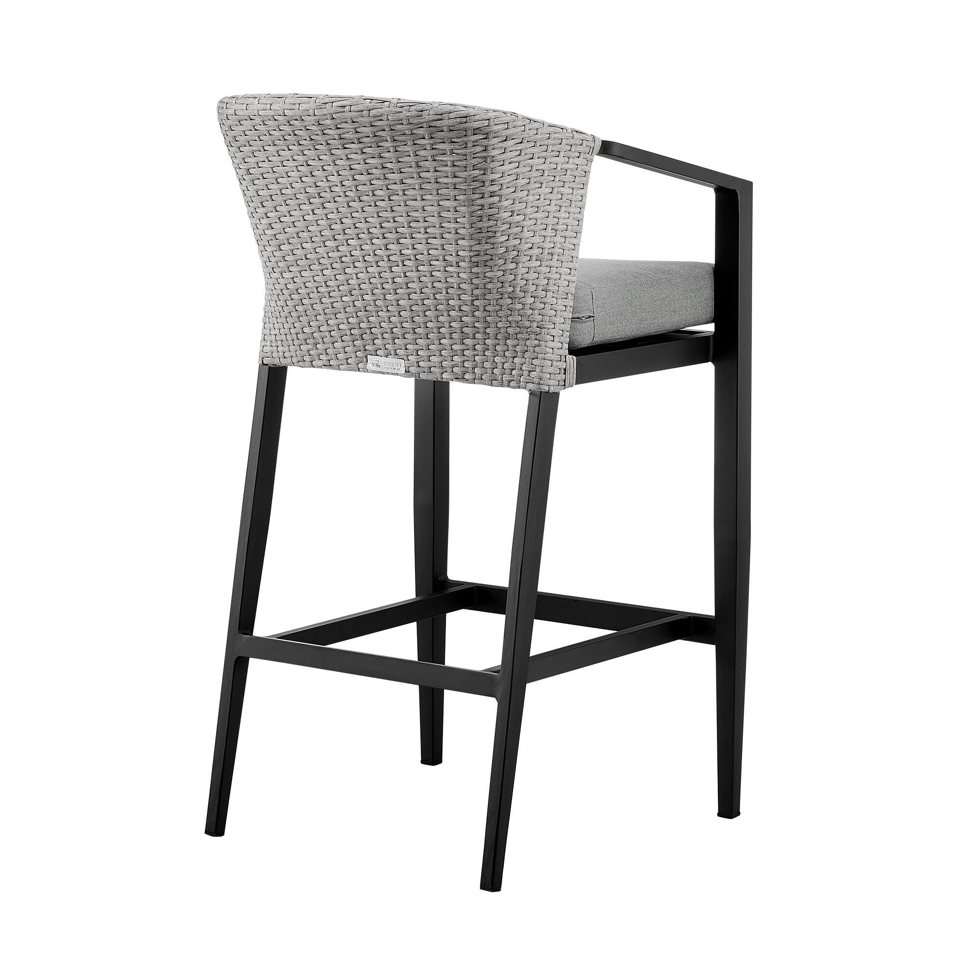 Palma Outdoor Patio Bar Stool, Dark Gray, large