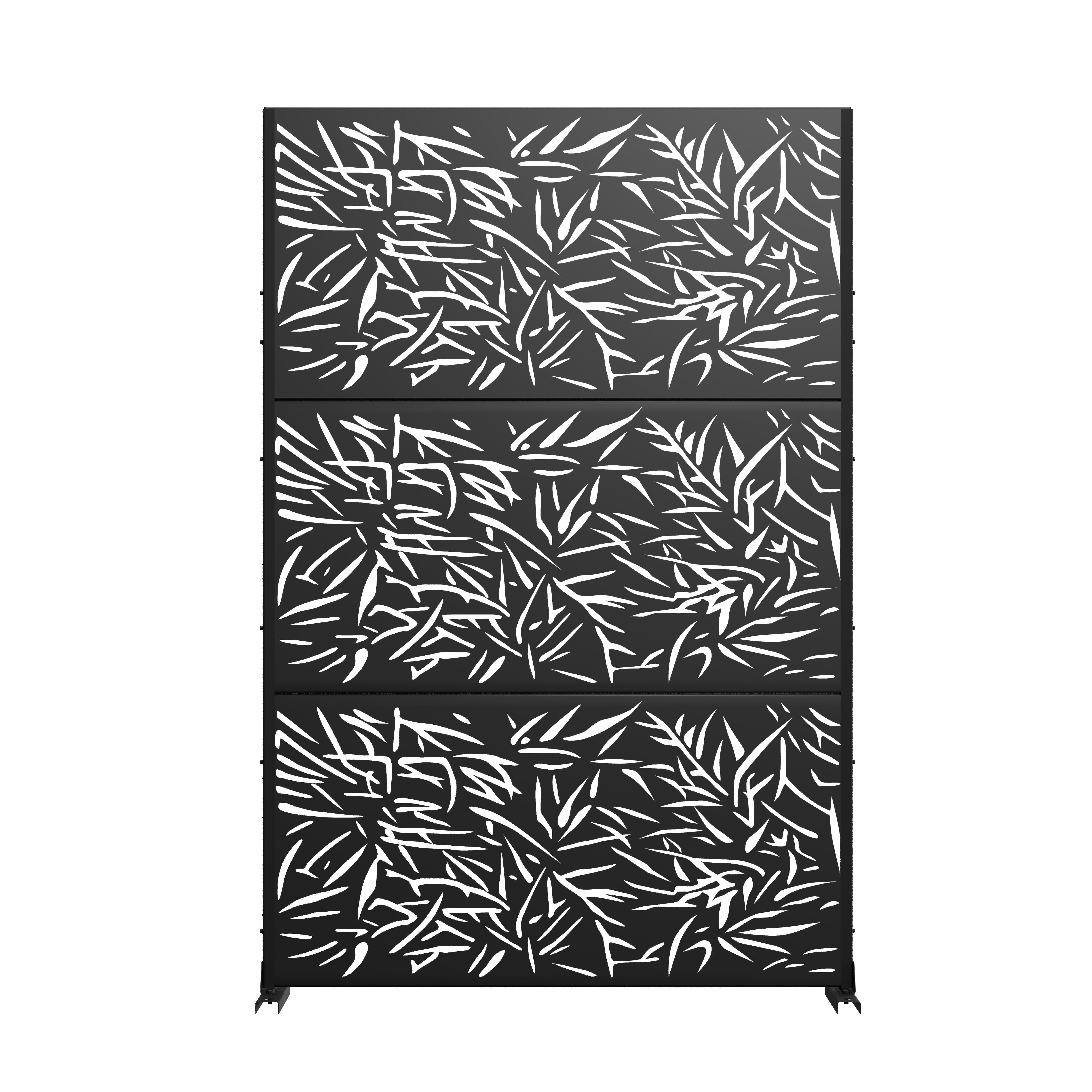 TranquilBreeze Bamboo Leaves Outdoor Privacy Screen Garden Fence, Black, large