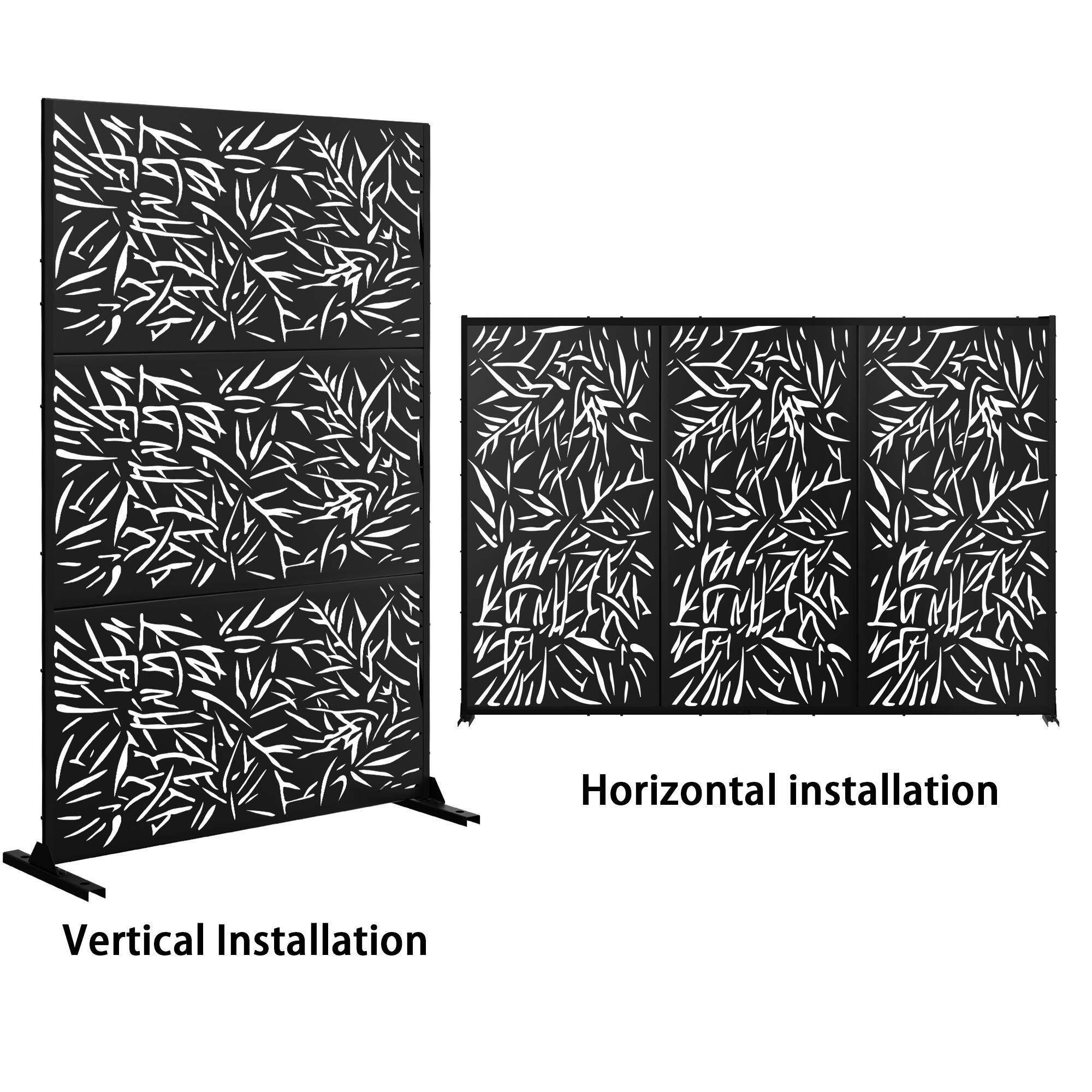 TranquilBreeze Bamboo Leaves Outdoor Privacy Screen Garden Fence, Black, large
