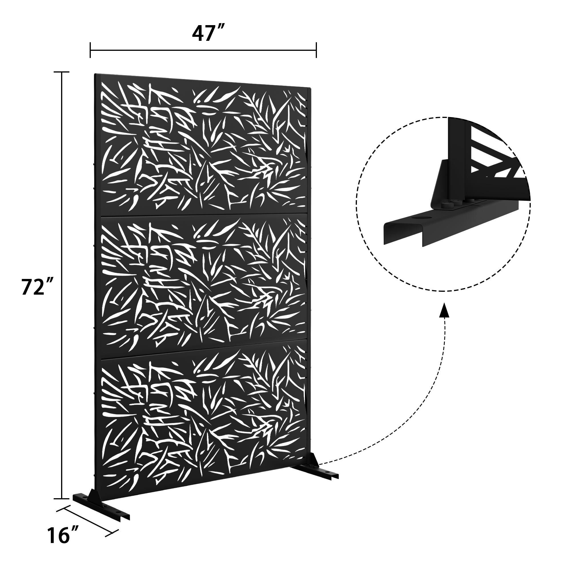 TranquilBreeze Bamboo Leaves Outdoor Privacy Screen Garden Fence, Black, large