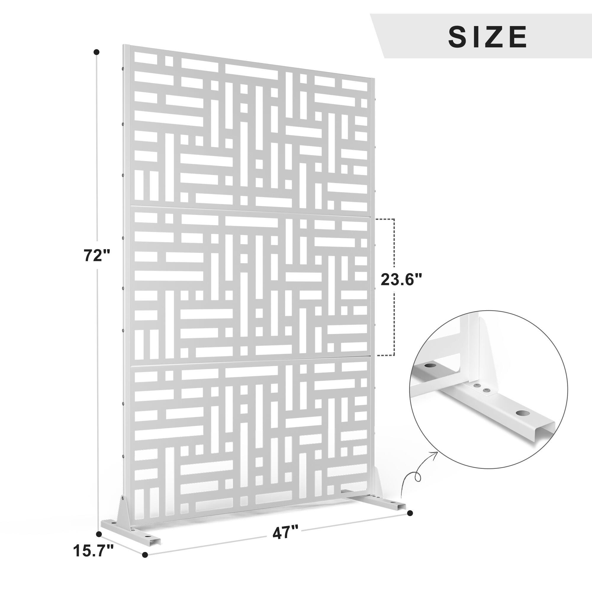 TranquilBreeze Streets Outdoor Privacy Screen Garden Fence, White, large