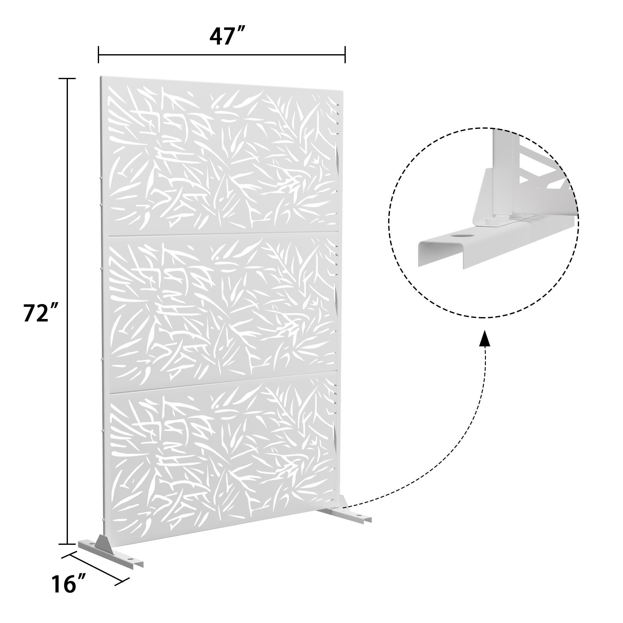 TranquilBreeze Bamboo Leaves Outdoor Privacy Screen Garden Fence, White, large