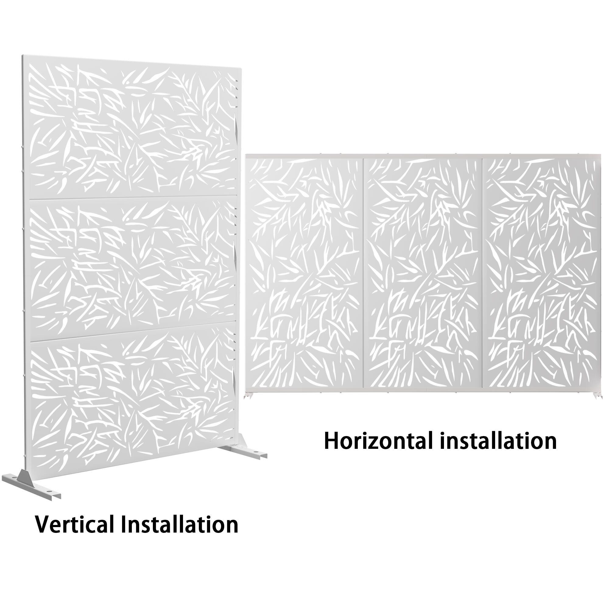 TranquilBreeze Bamboo Leaves Outdoor Privacy Screen Garden Fence, White, large