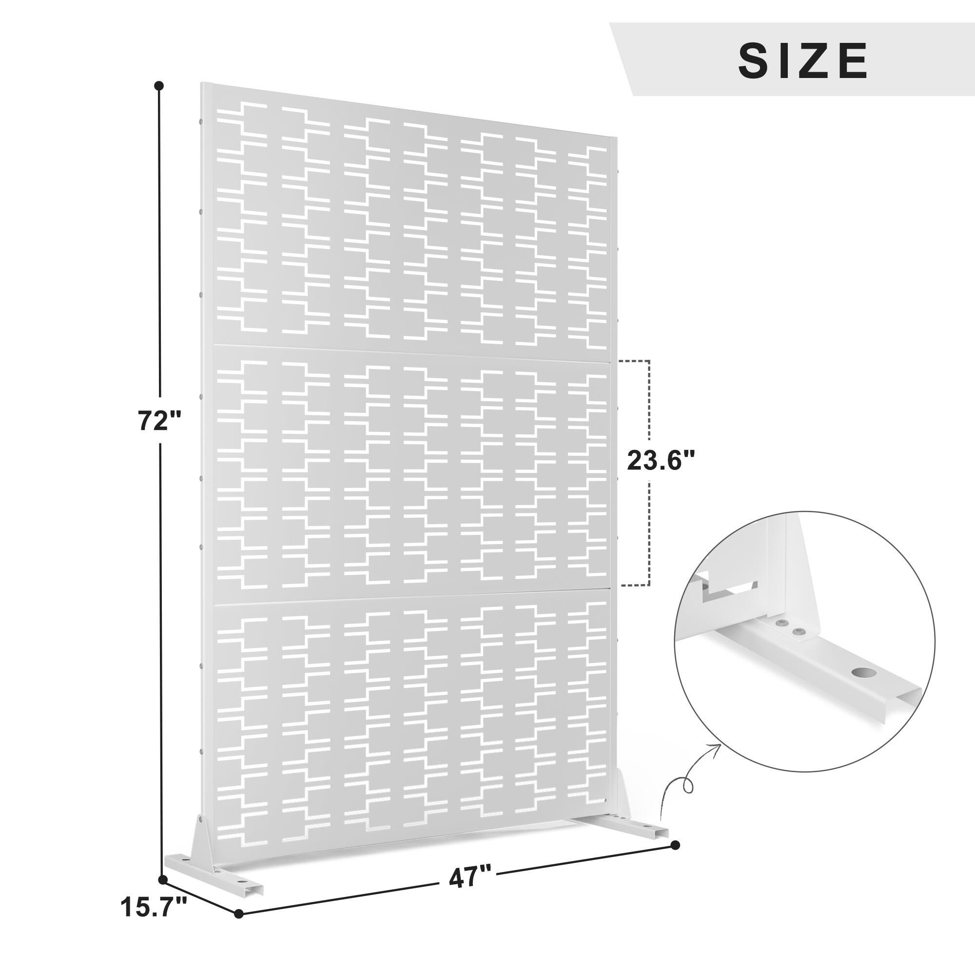 TranquilBreeze Bricks Pattern Outdoor Privacy Screen Garden Fence, White, large