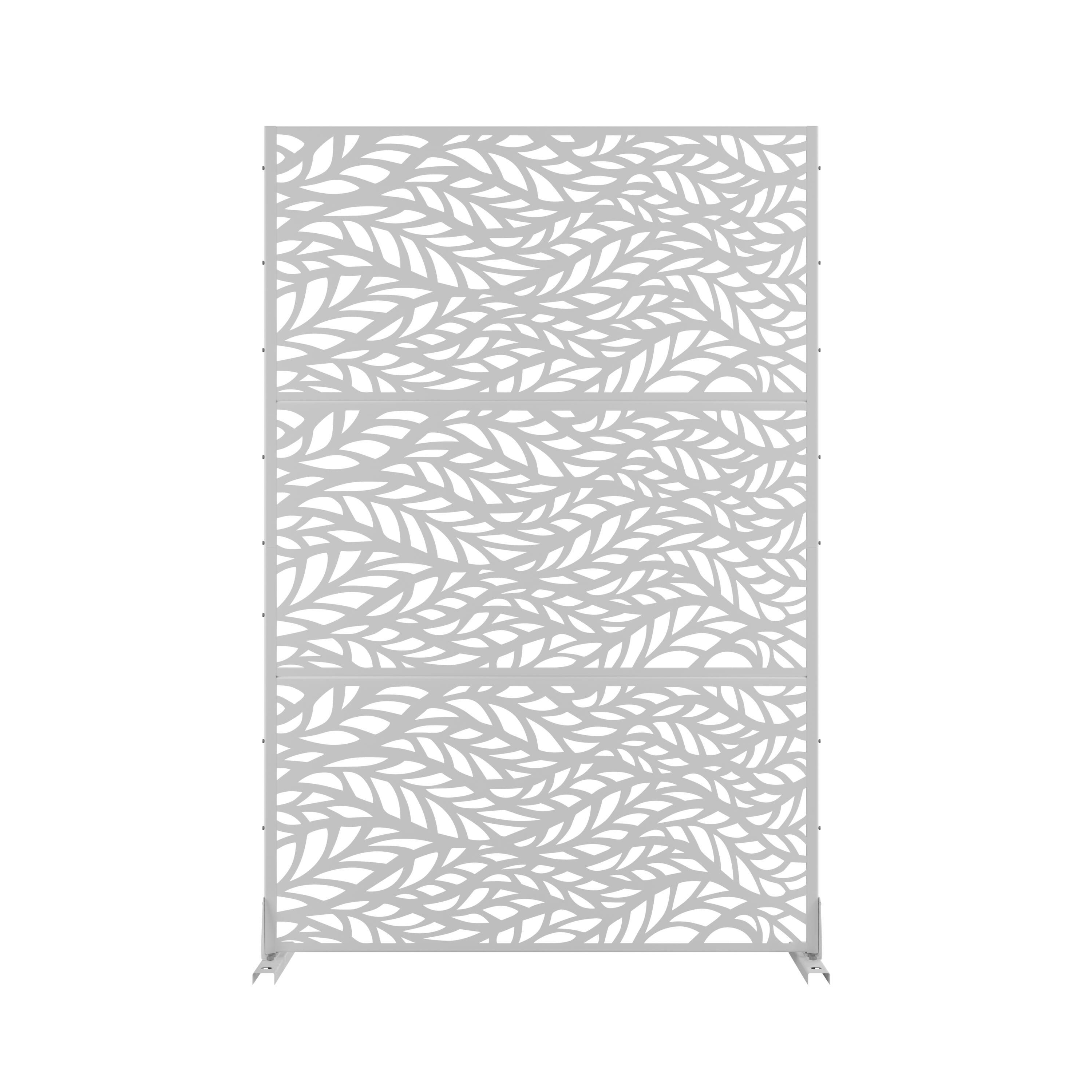 TranquilBreeze Flowing Leaves Outdoor Privacy Screen Garden Fence, White, large