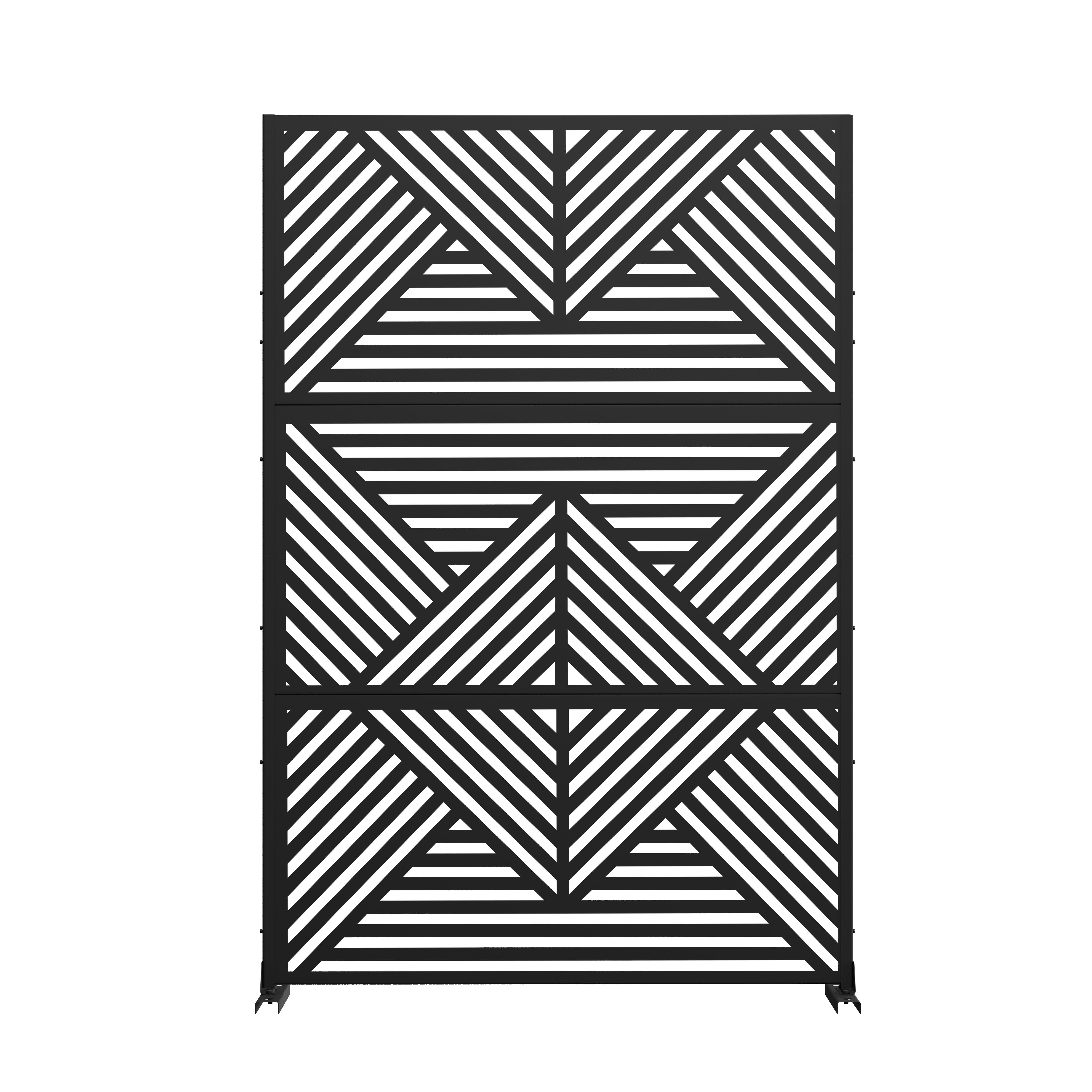 TranquilBreeze Zodiac Outdoor Privacy Screen Garden Fence, Black, large