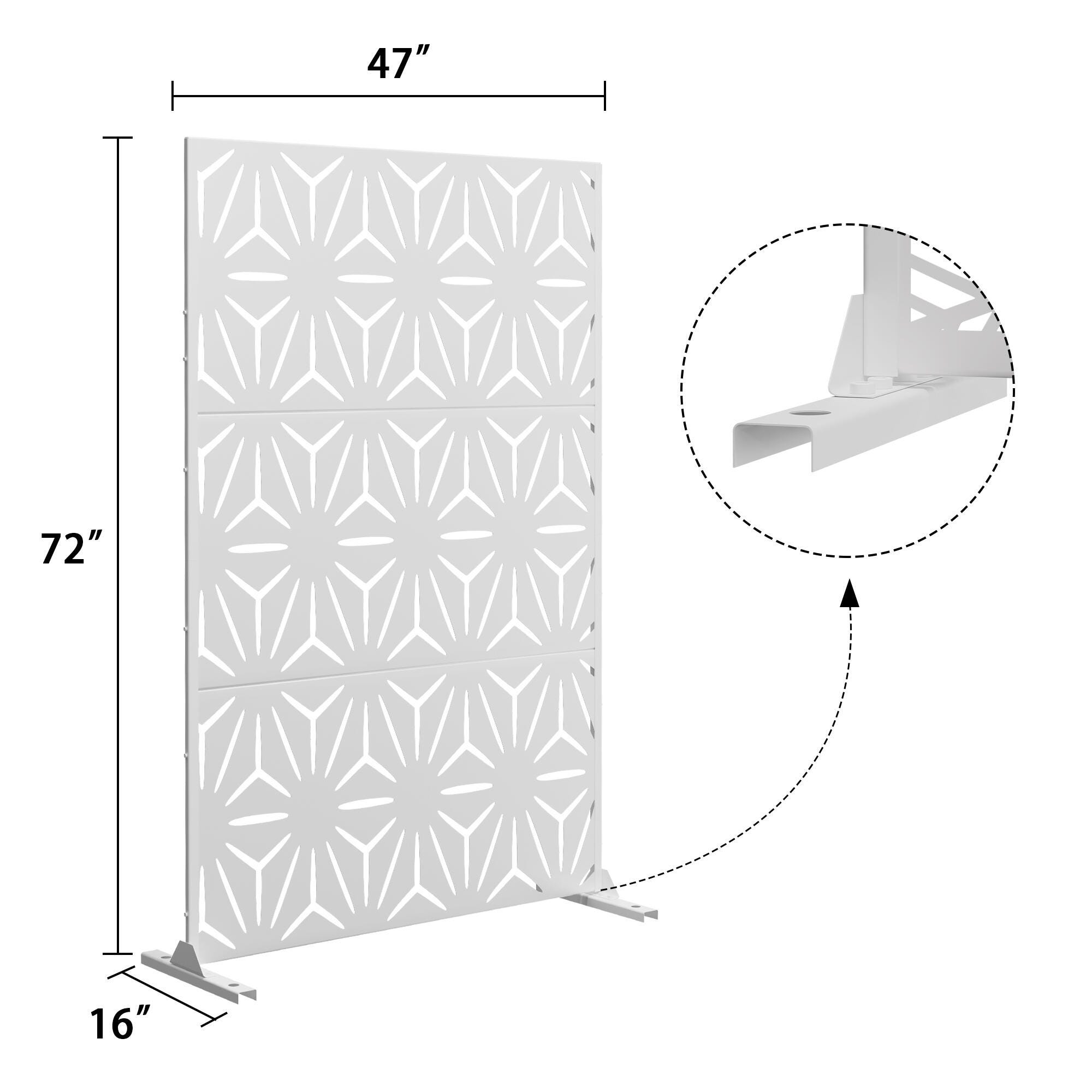 TranquilBreeze Stars Outdoor Privacy Screen Garden Fence, White, large