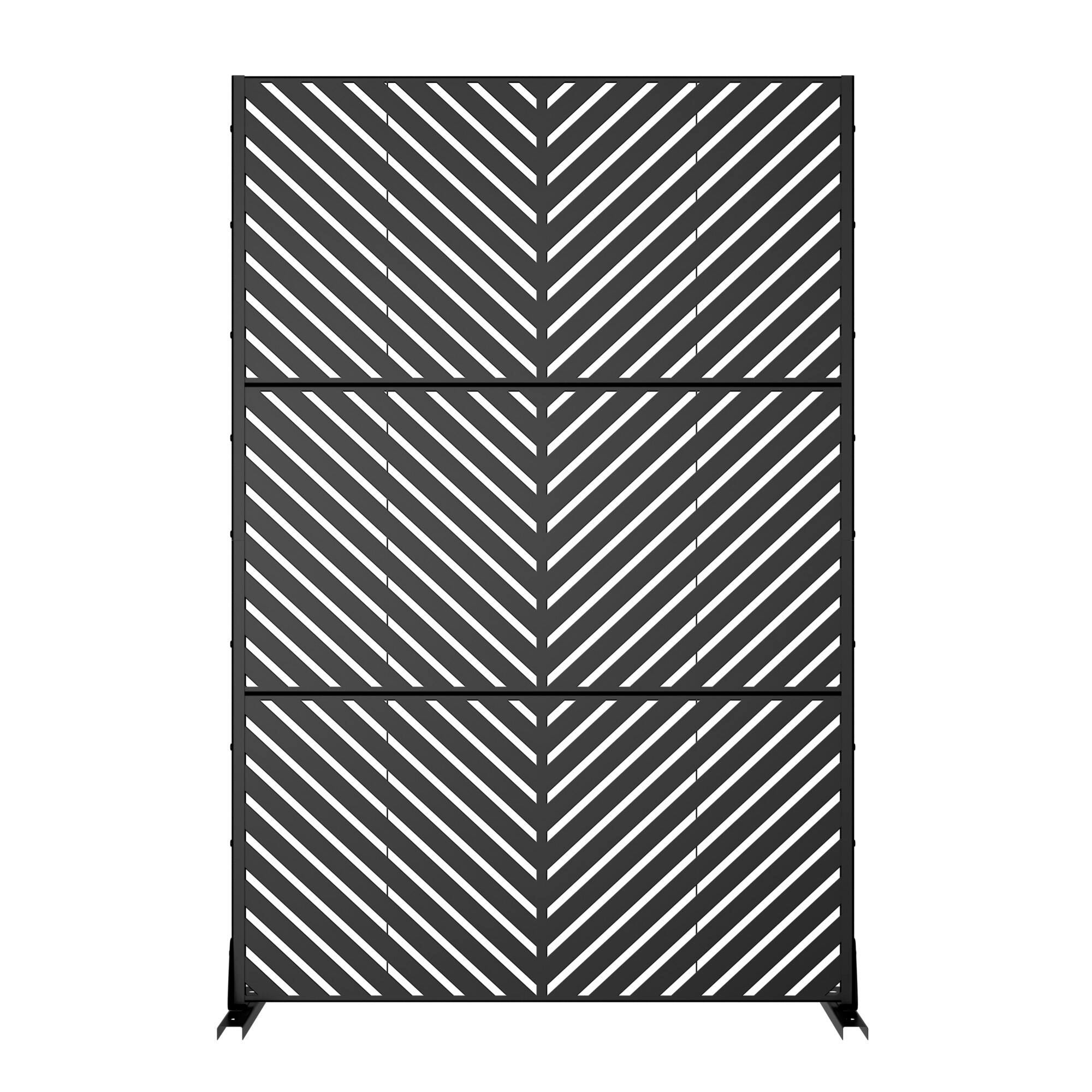 TranquilBreeze Arrows Outdoor Privacy Screen Garden Fence, Black, large