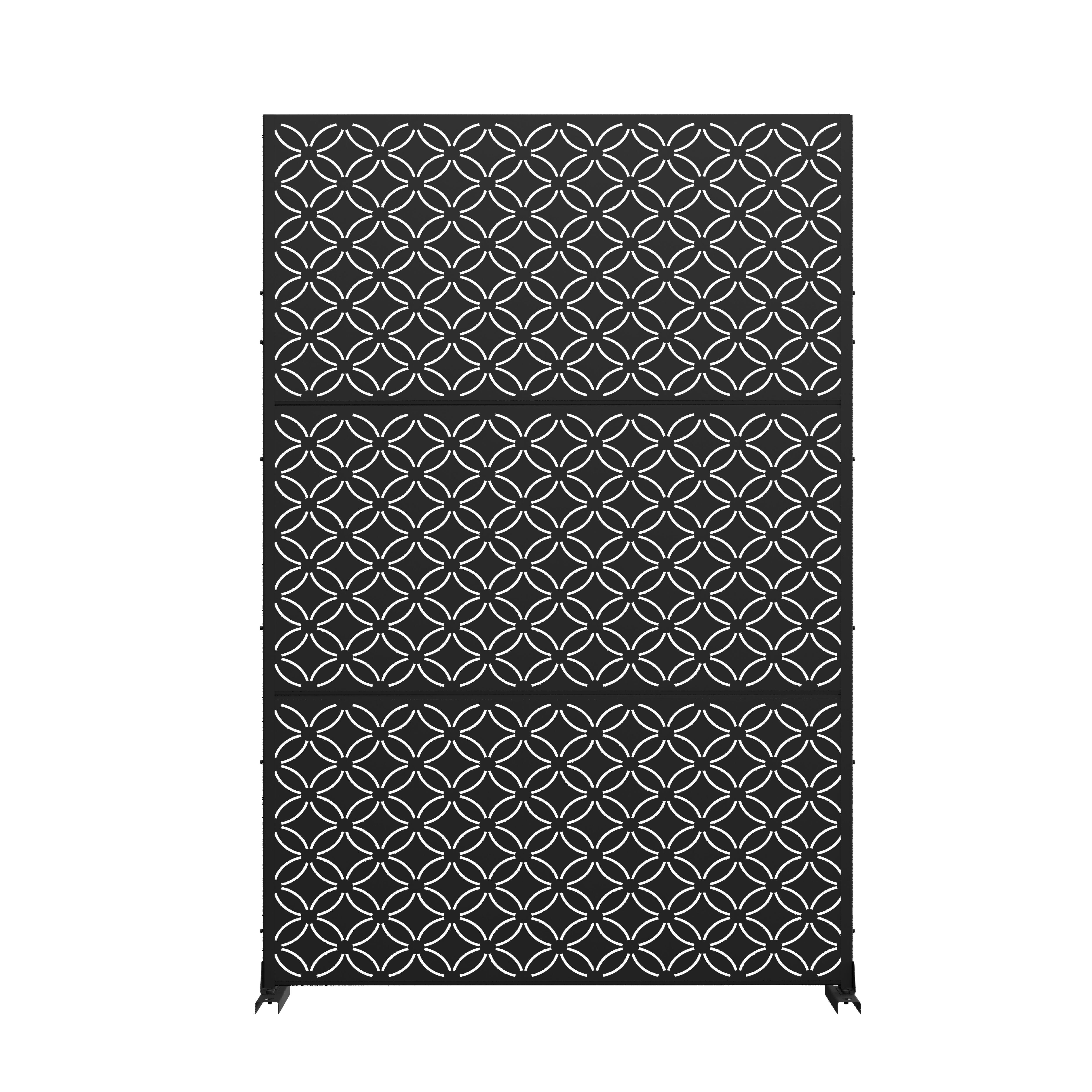 TranquilBreeze Palace Outdoor Privacy Screen Garden Fence, Black, large