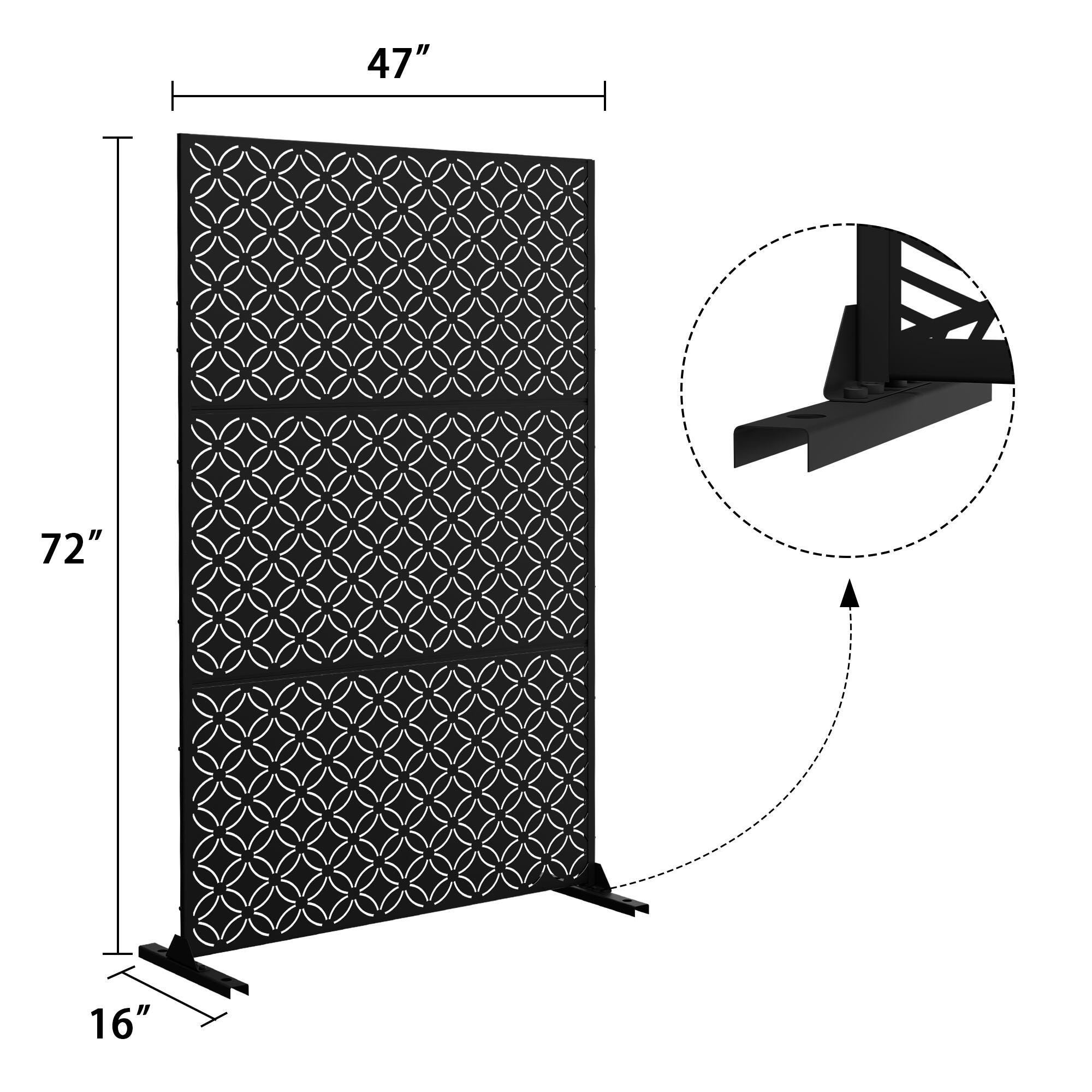 TranquilBreeze Palace Outdoor Privacy Screen Garden Fence, Black, large