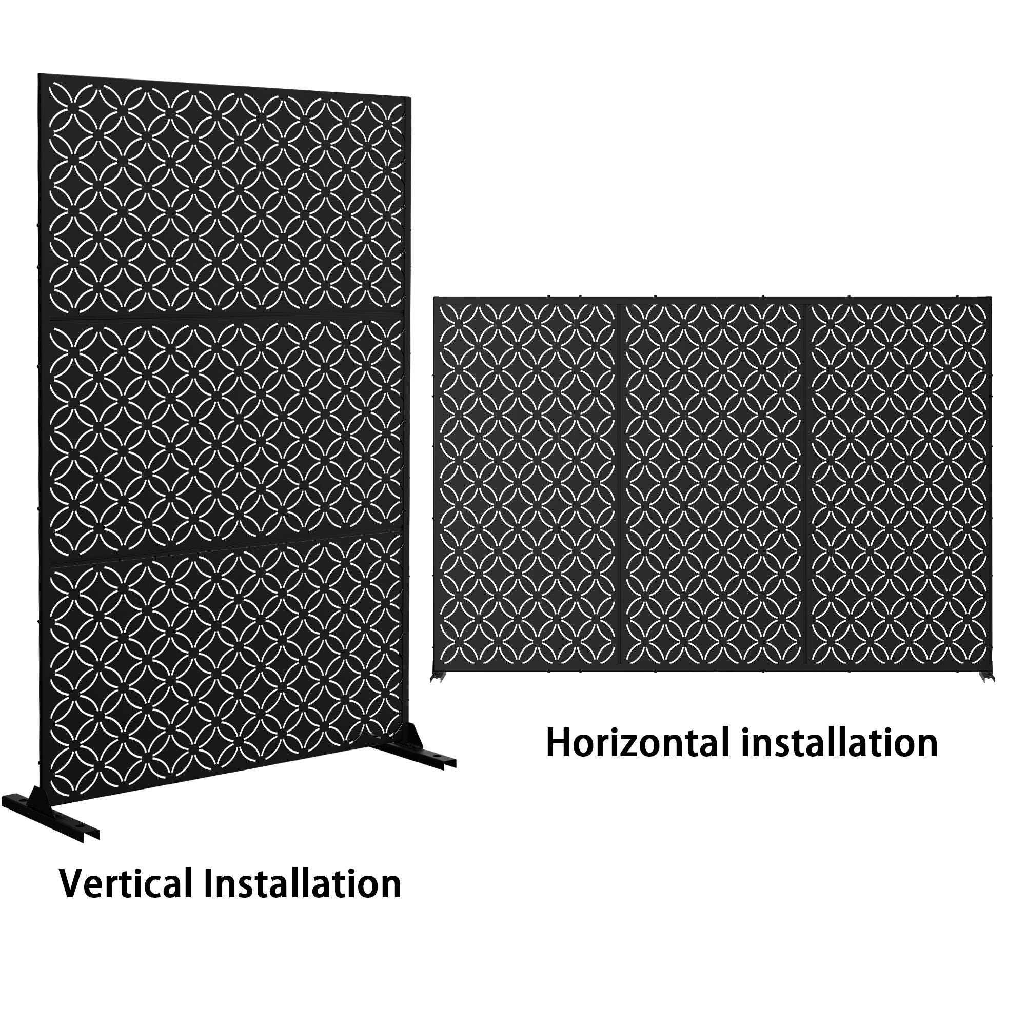TranquilBreeze Palace Outdoor Privacy Screen Garden Fence, Black, large