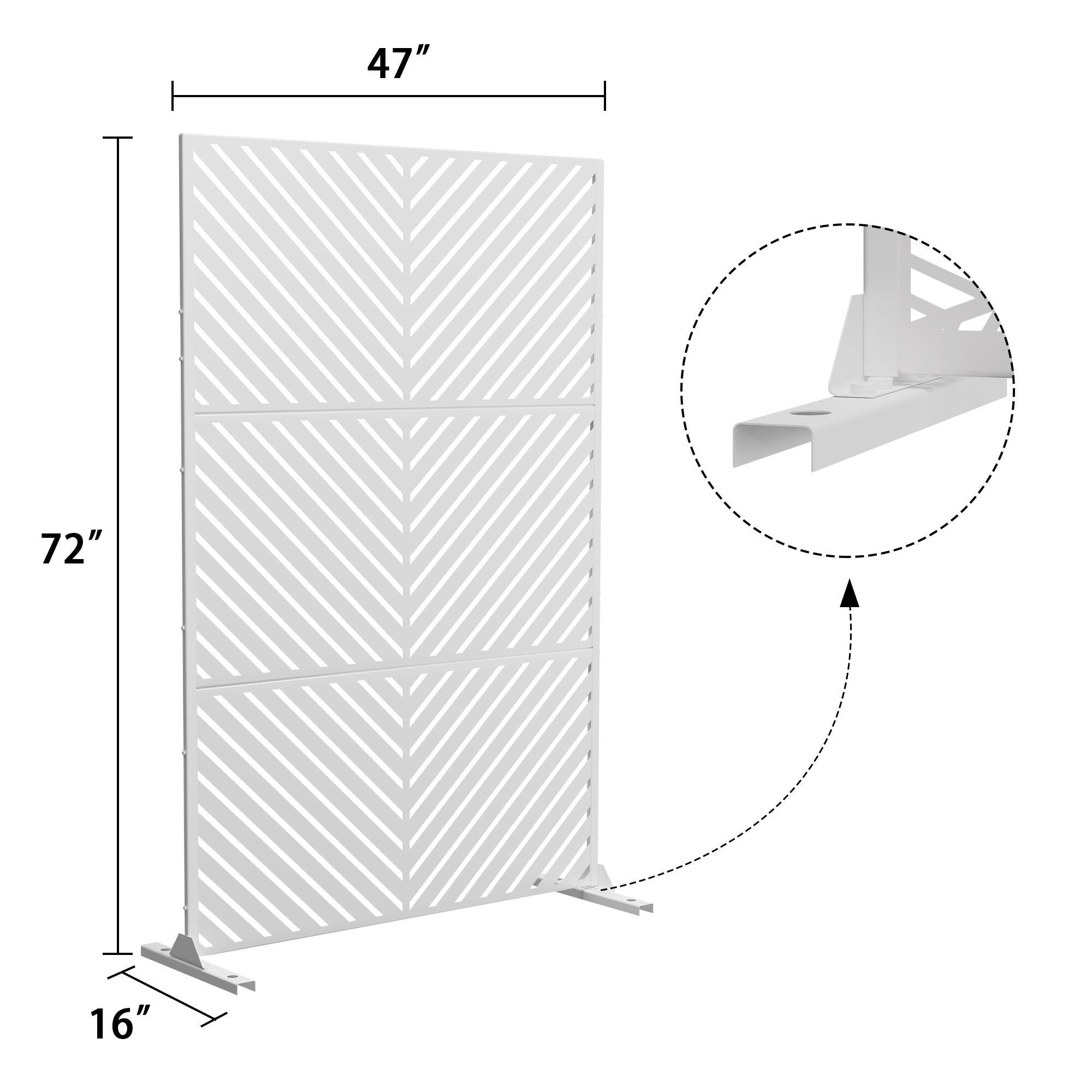 TranquilBreeze Arrows Outdoor Privacy Screen Garden Fence, White, large