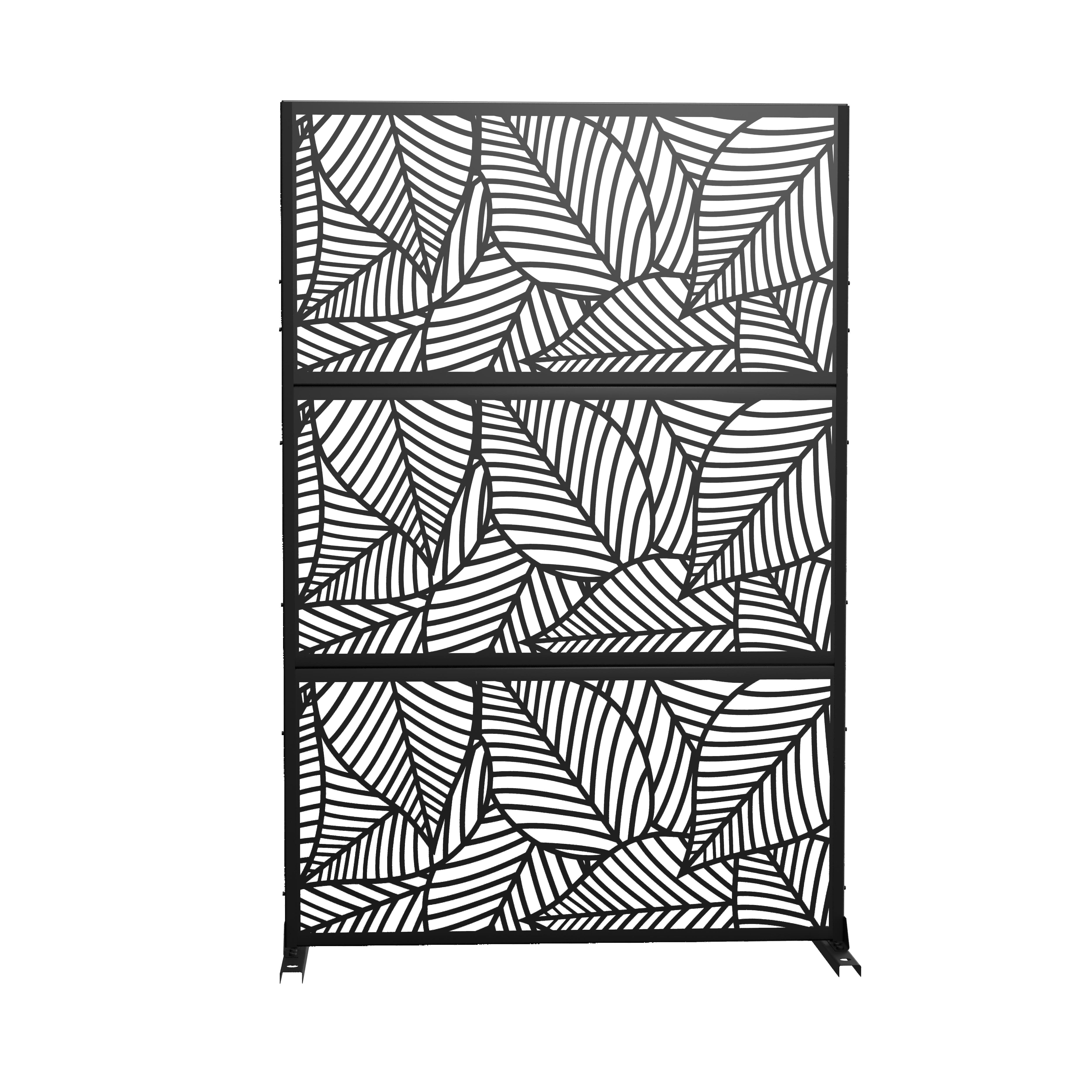 TranquilBreeze Leaves Outdoor Privacy Screen Garden Fence, Black, large