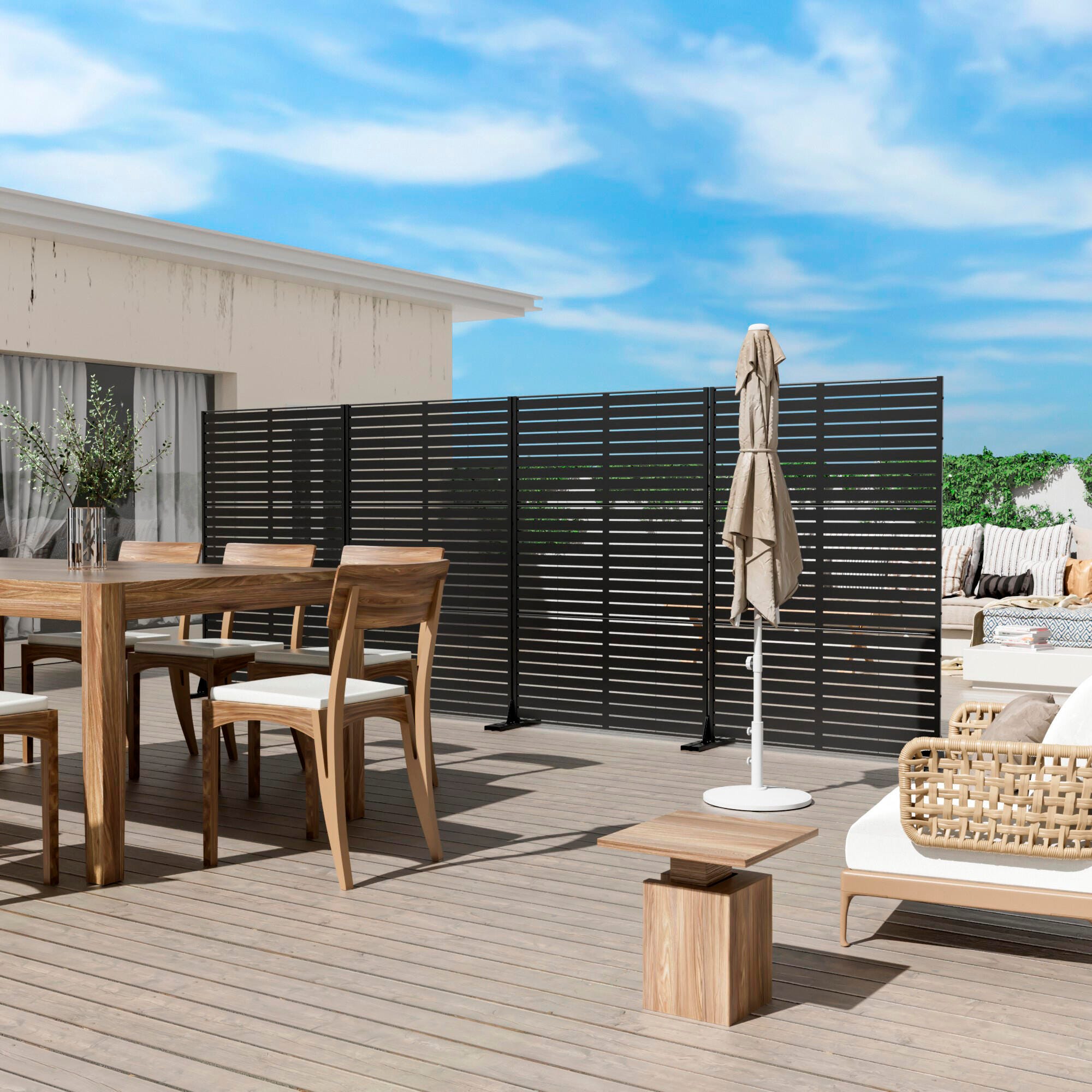 TranquilBreeze Louver Outdoor Privacy Screen Garden Fence | Ashley