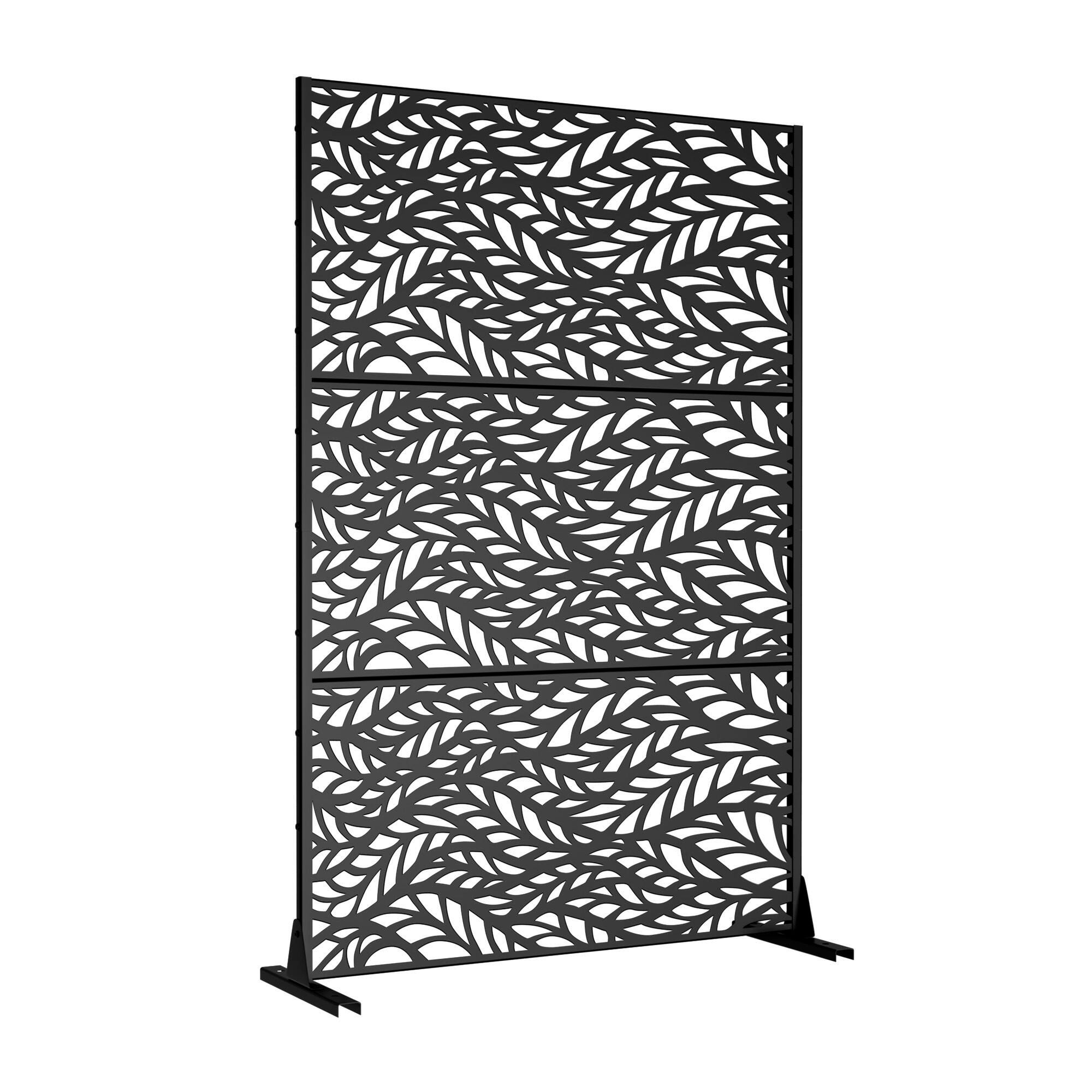 TranquilBreeze Flowing Leaves Outdoor Privacy Screen Garden Fence, Black, large