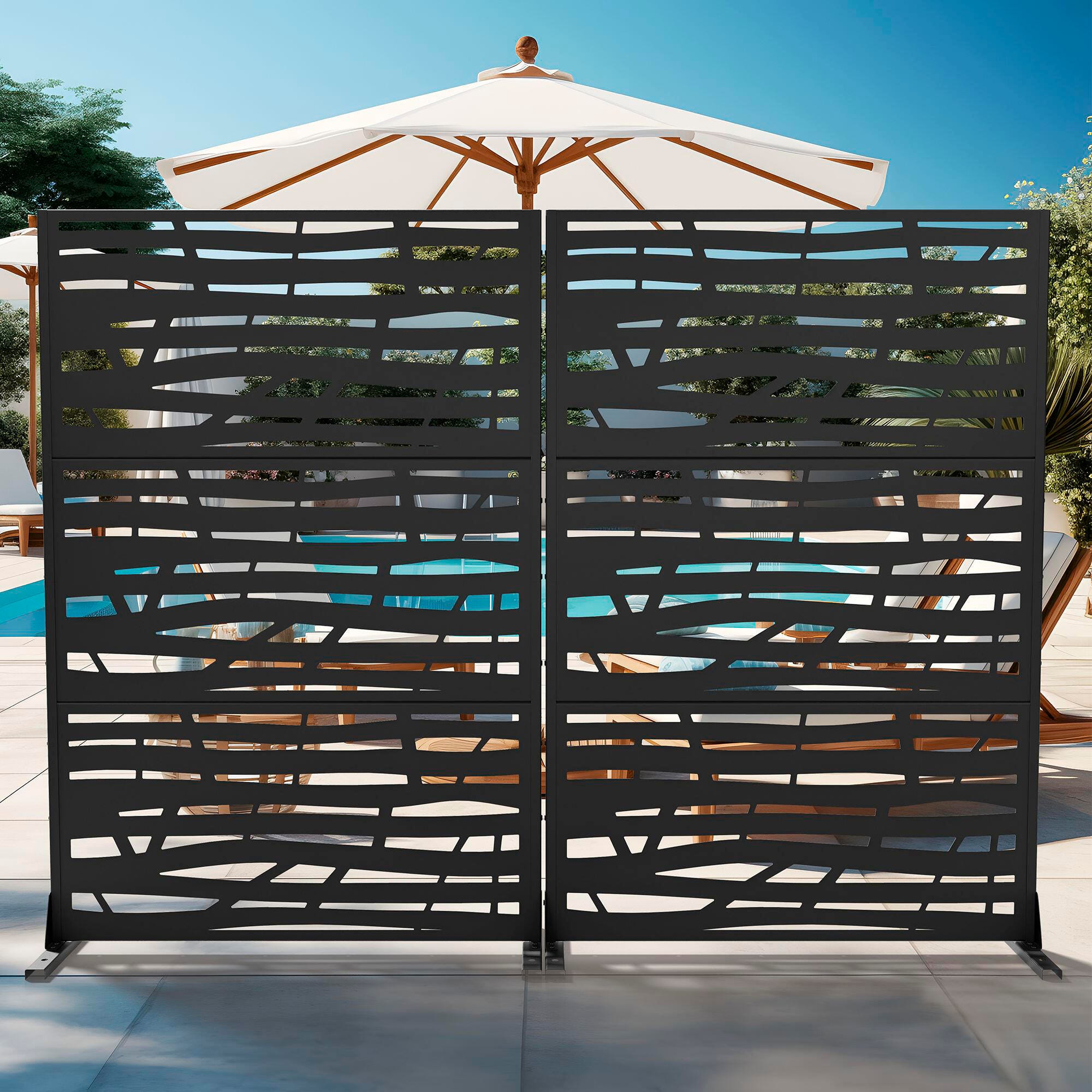 TranquilBreeze Jungle Outdoor Privacy Screen Garden Fence, Black, large