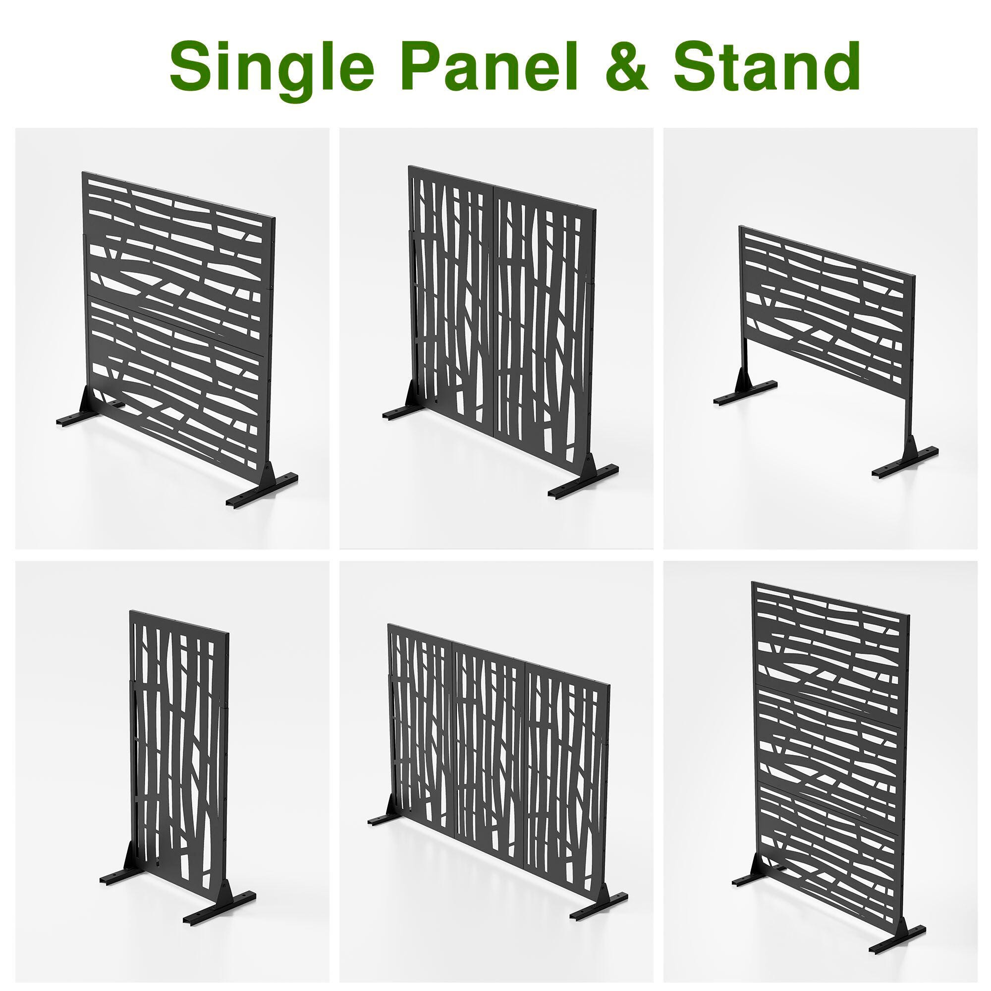 TranquilBreeze Jungle Outdoor Privacy Screen Garden Fence, Black, large