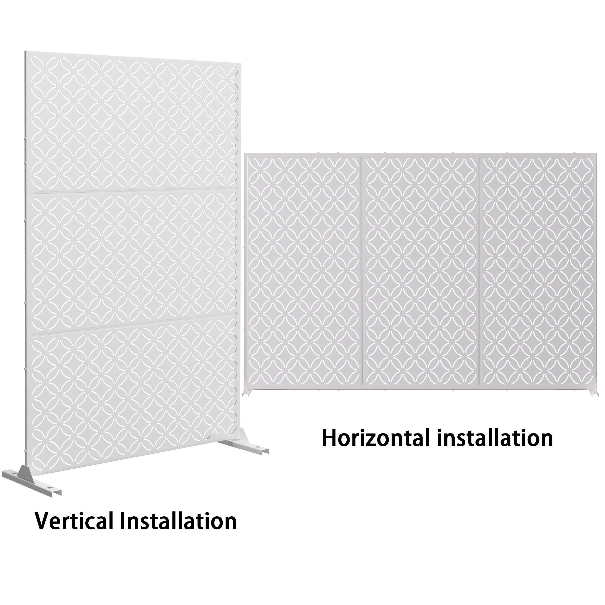 TranquilBreeze Palace Outdoor Privacy Screen Garden Fence, White, large