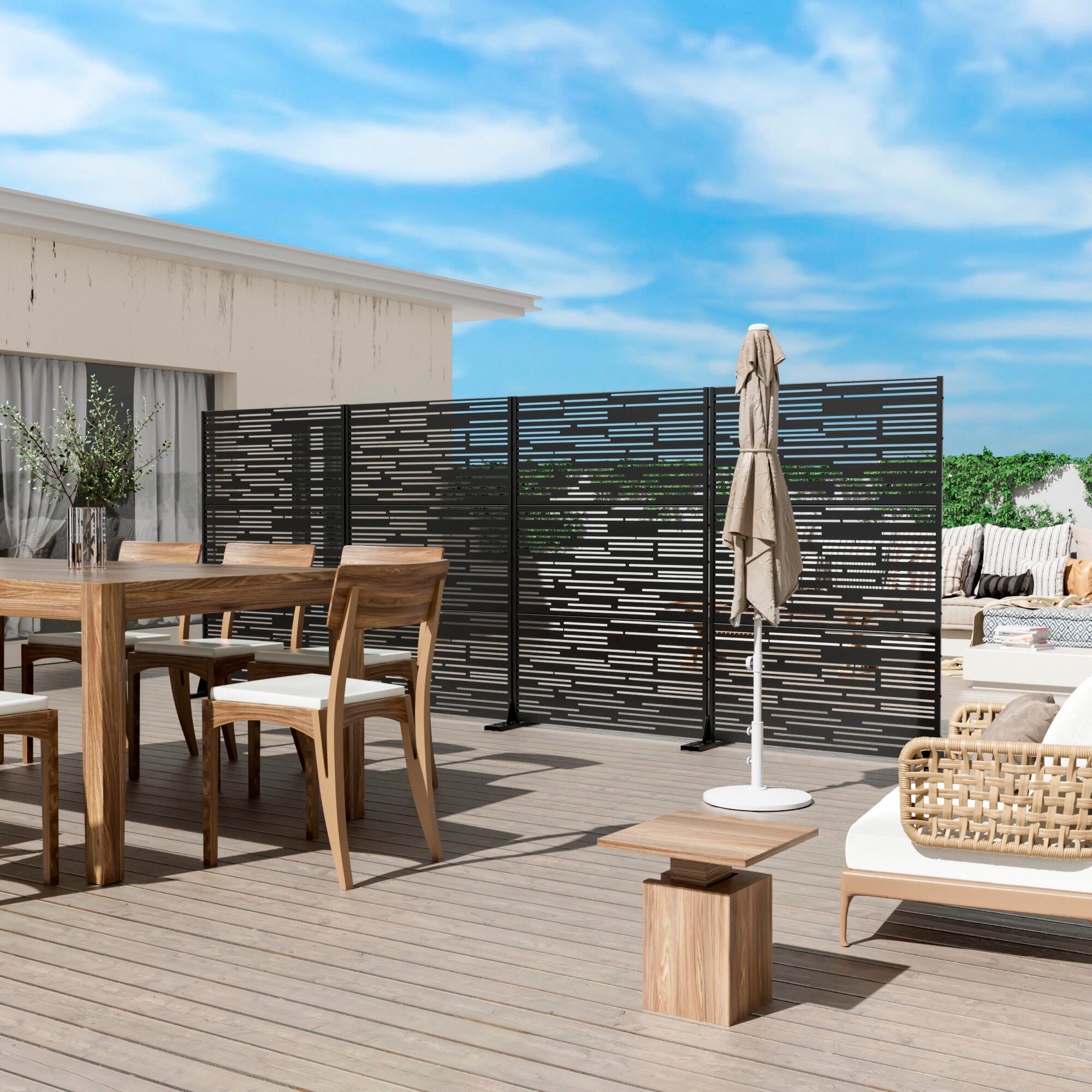 TranquilBreeze Shine Outdoor Privacy Screen Garden Fence, Black, large