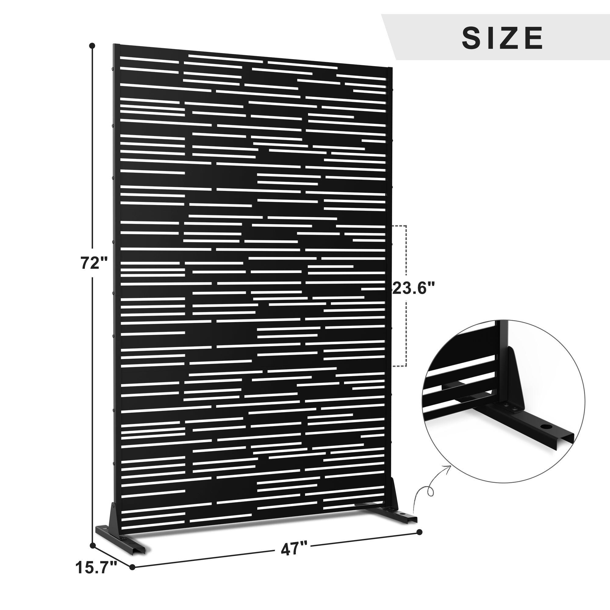TranquilBreeze Shine Outdoor Privacy Screen Garden Fence, Black, large