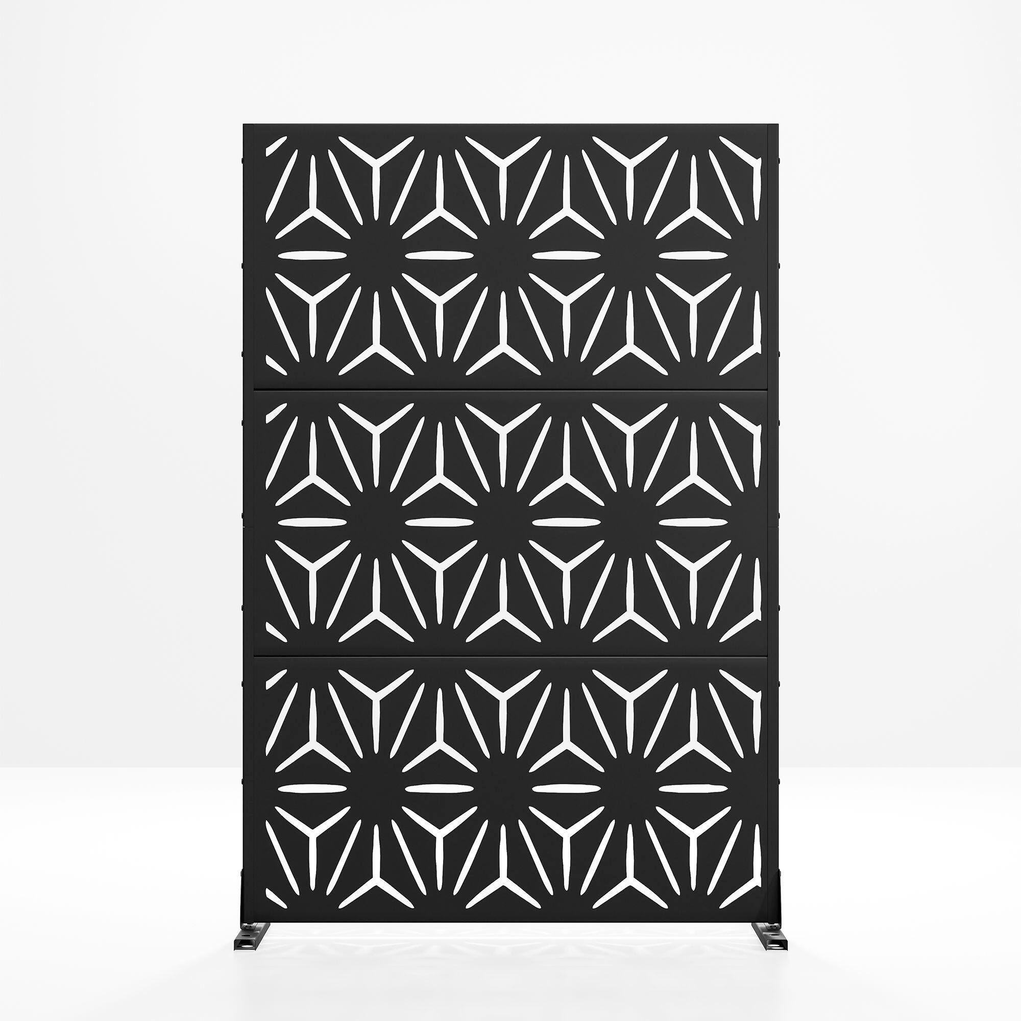 TranquilBreeze Stars Outdoor Privacy Screen Garden Fence, Black, large