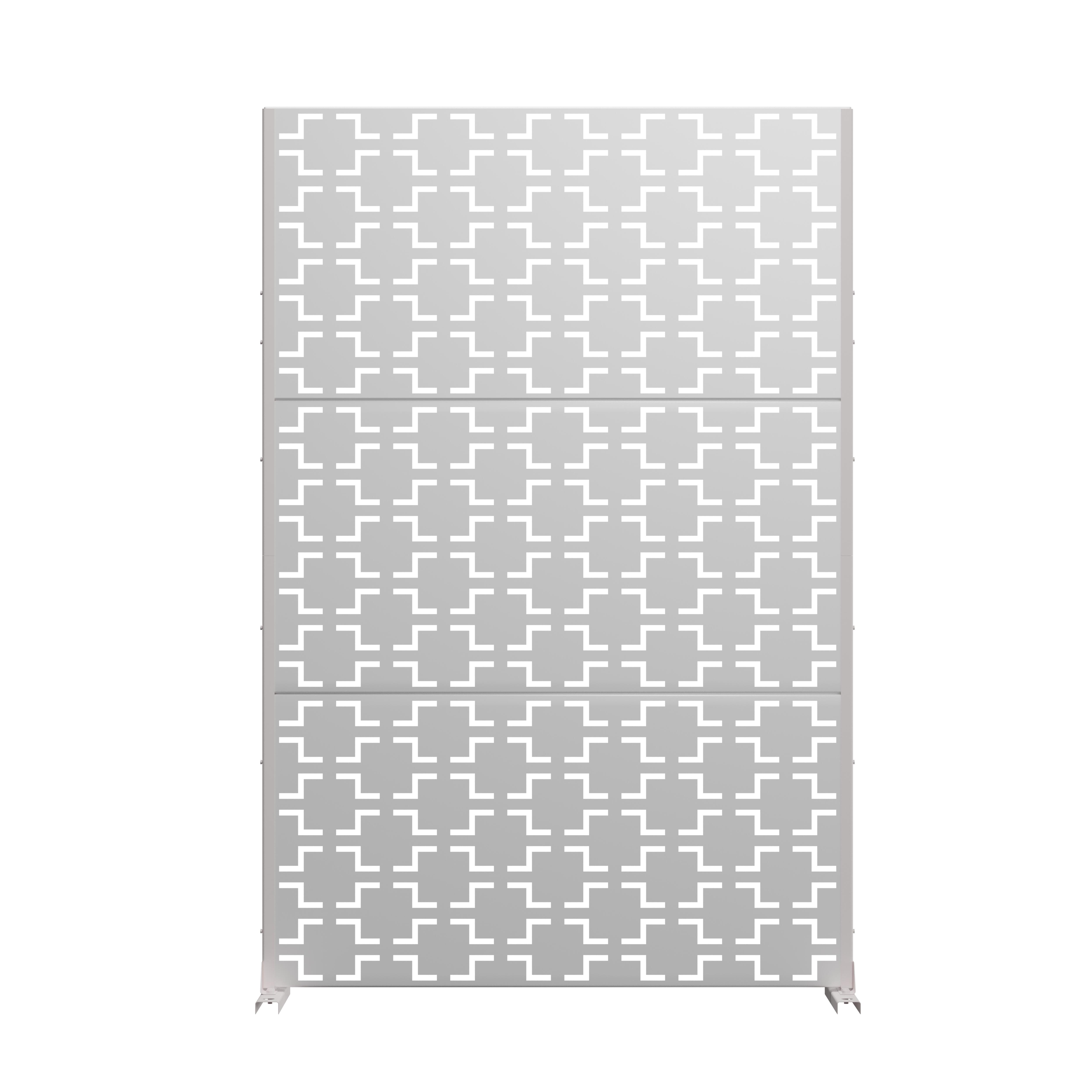 TranquilBreeze Square Outdoor Privacy Screen Garden Fence, White, large